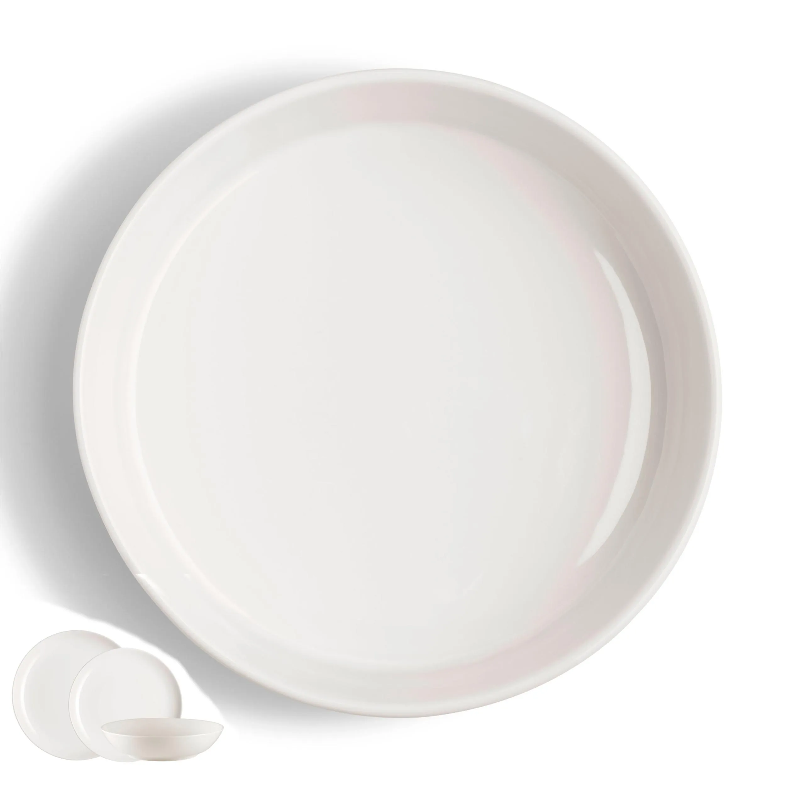 Piatti Fondi set pezzi, 6 posti tavola in porcellana limoges SKANDIA cm 22 lavabile in lavastoviglie Bianco Freddo