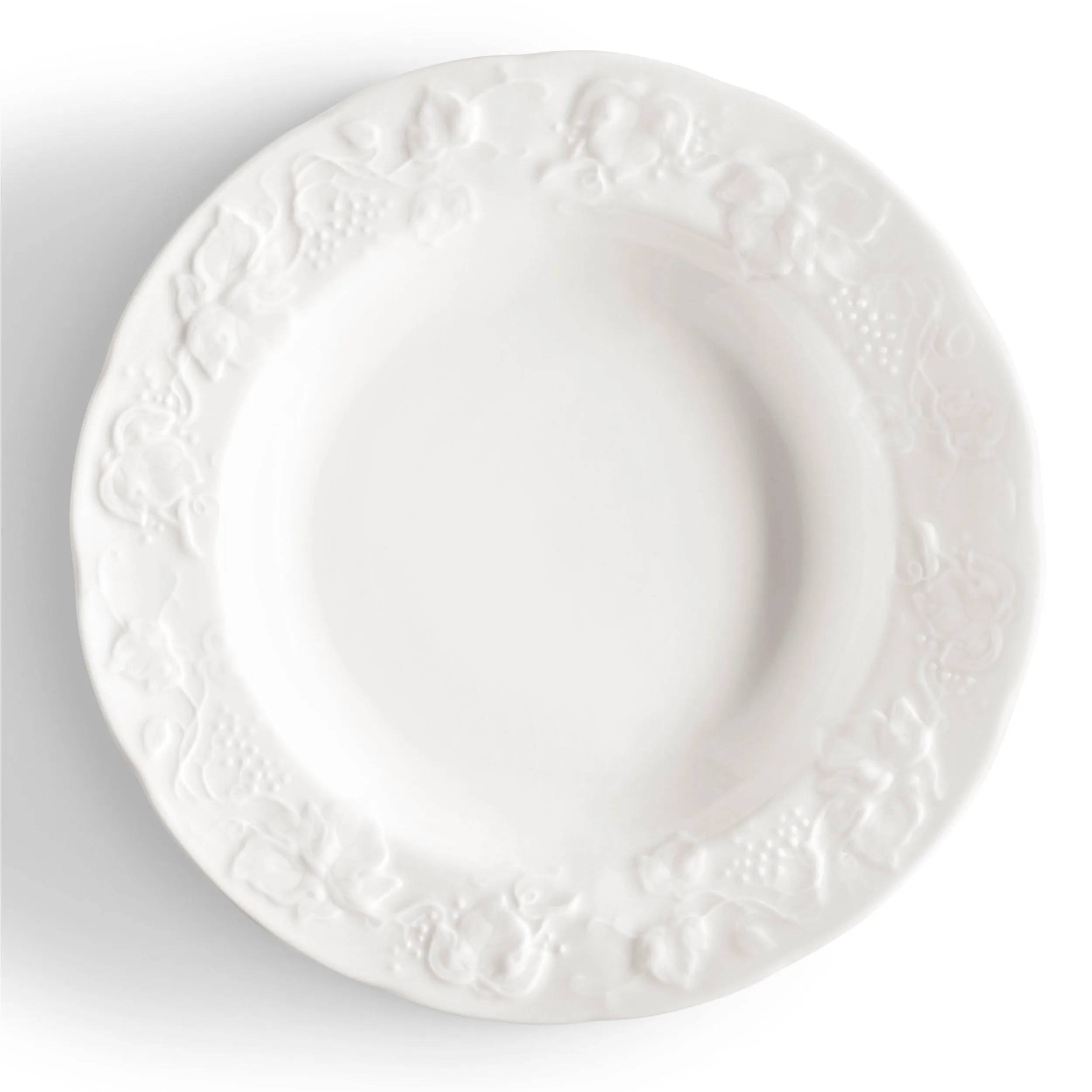 Piatti Fondi set pezzi, 6 posti tavola in porcellana con decoro a rilievo cm 22 Collezione Toscana lavabile in lavastoviglie porcellana Di Limoges Bianco Freddo