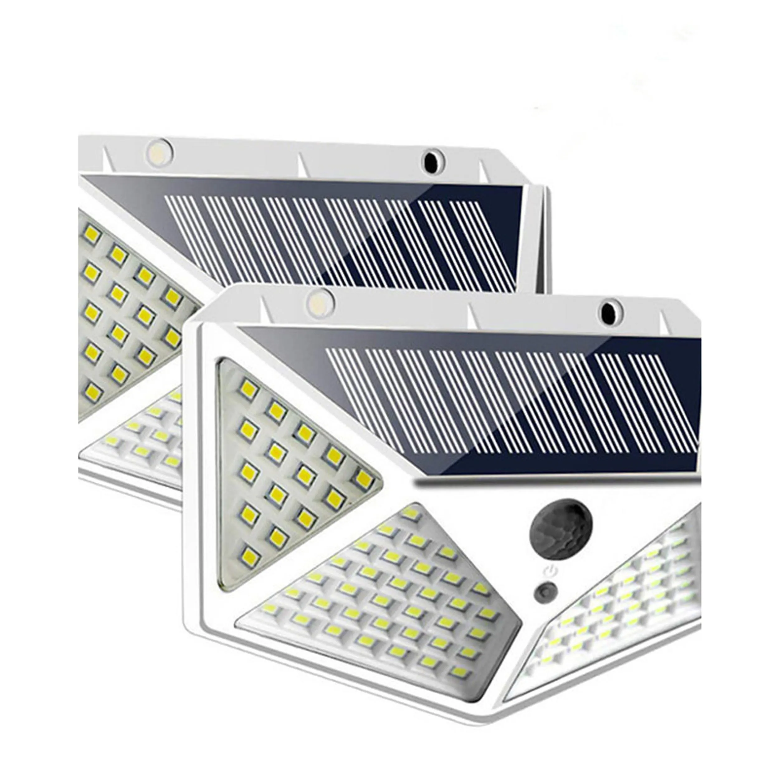 Lampada da parete solare lampione SET ( 2 Pezzi )13x4,7xh 9,5 cm 10 W - 100 Led lampada solare luminosa con sensore rilevamento del corpo umano colore bianco