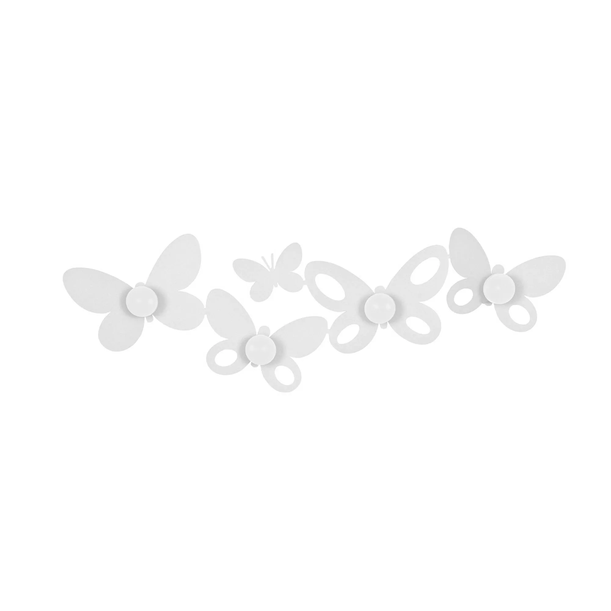 Appendi Abiti Butterfly in metallo, 73x22h, colore Bianco Neve