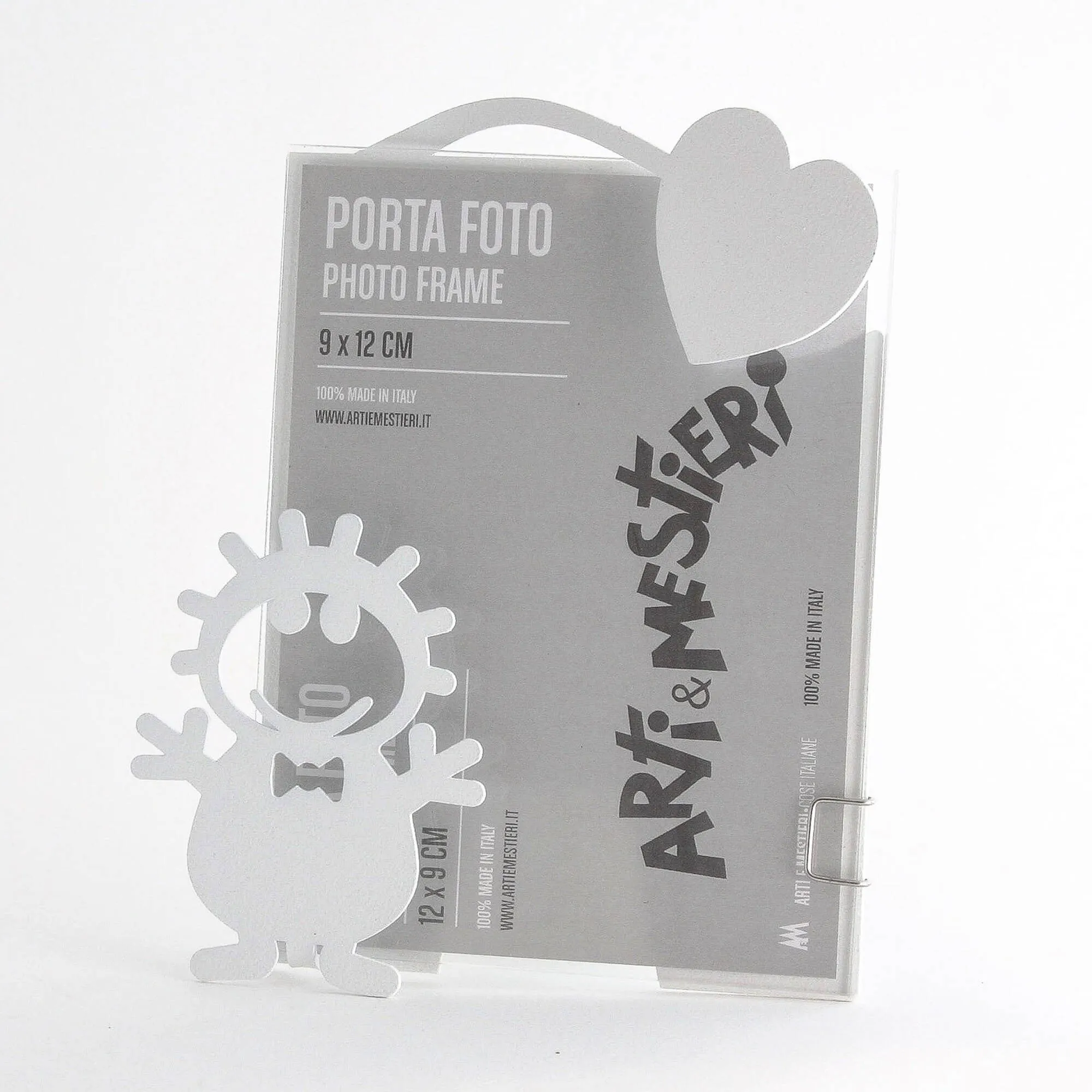 Porta foto Bibino in metallo per foto 9,5xh12,5 cm - Dimensione Porta foto 11xh13 cm, colore Bianco Neve