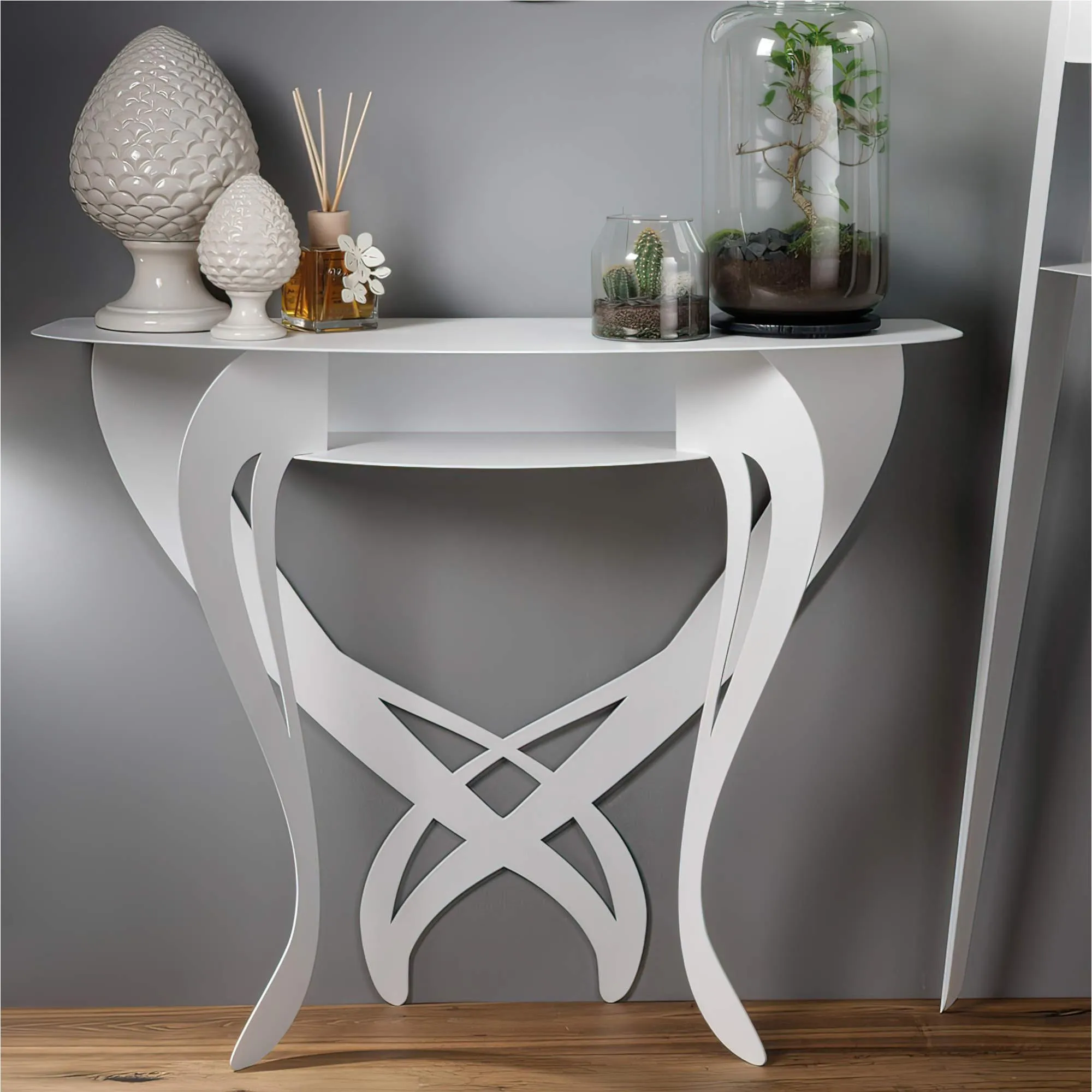 Consolle elegante in stile moderno PREMIERE Dimensioni 110x35x h 8 cm colore Bianco marmo