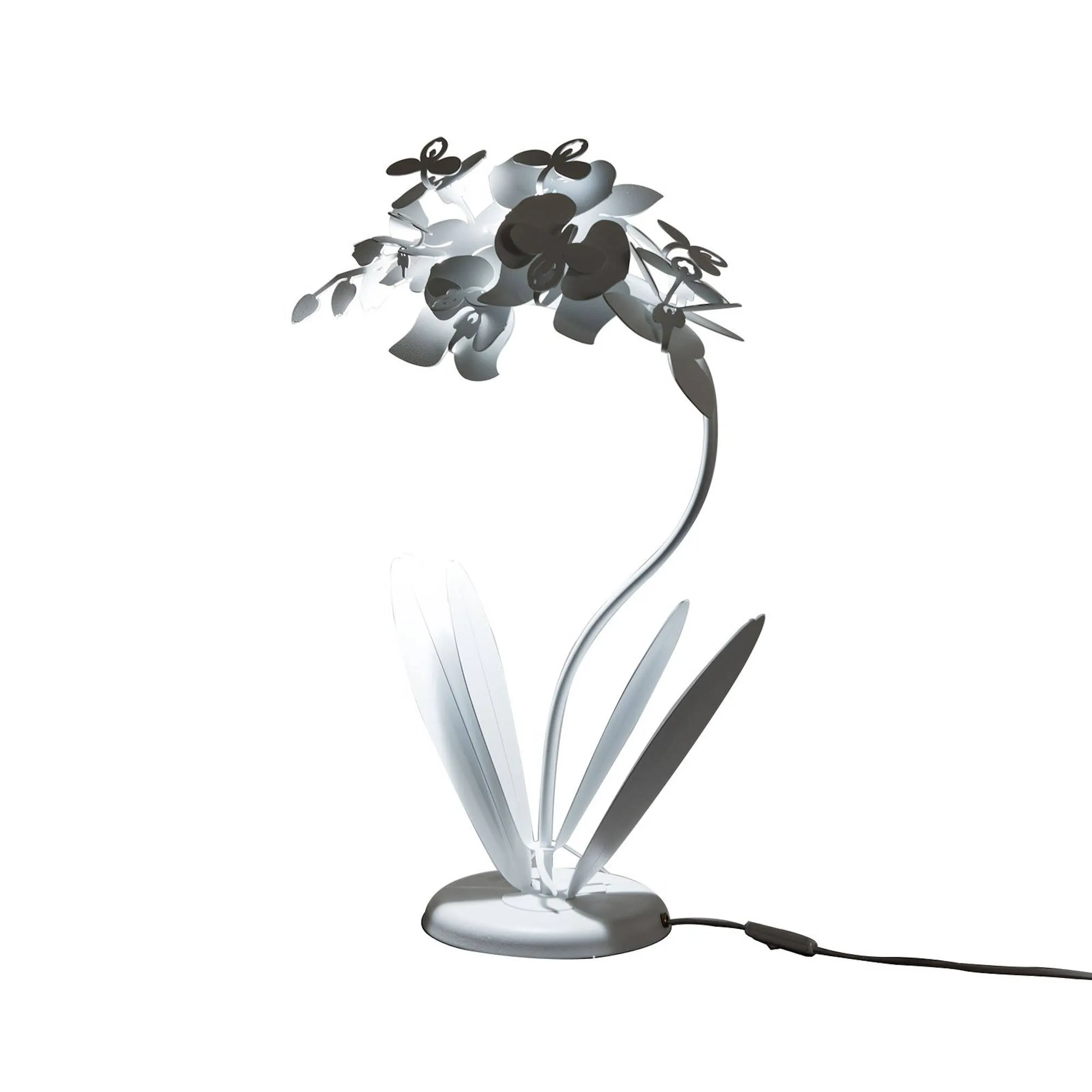 Lampada da tavolo ORCHIDEA piccola a forma di orchidea Dimensione 38x20x h57 cm classica abat-jour Colore Bianco Neve