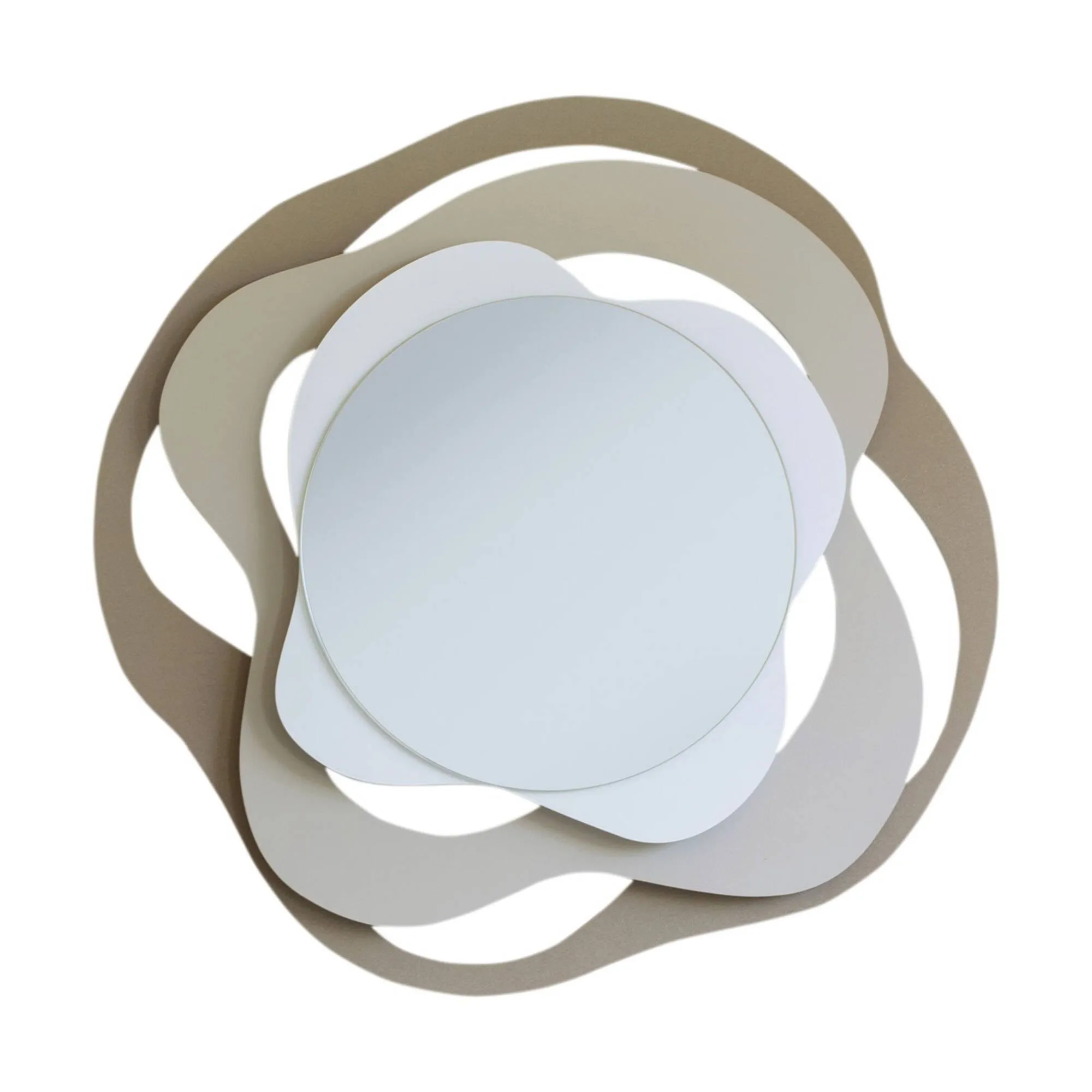 Specchio Isotta in metallo, 83x80h(d.44,5), colore Beige-nocciola-bianco