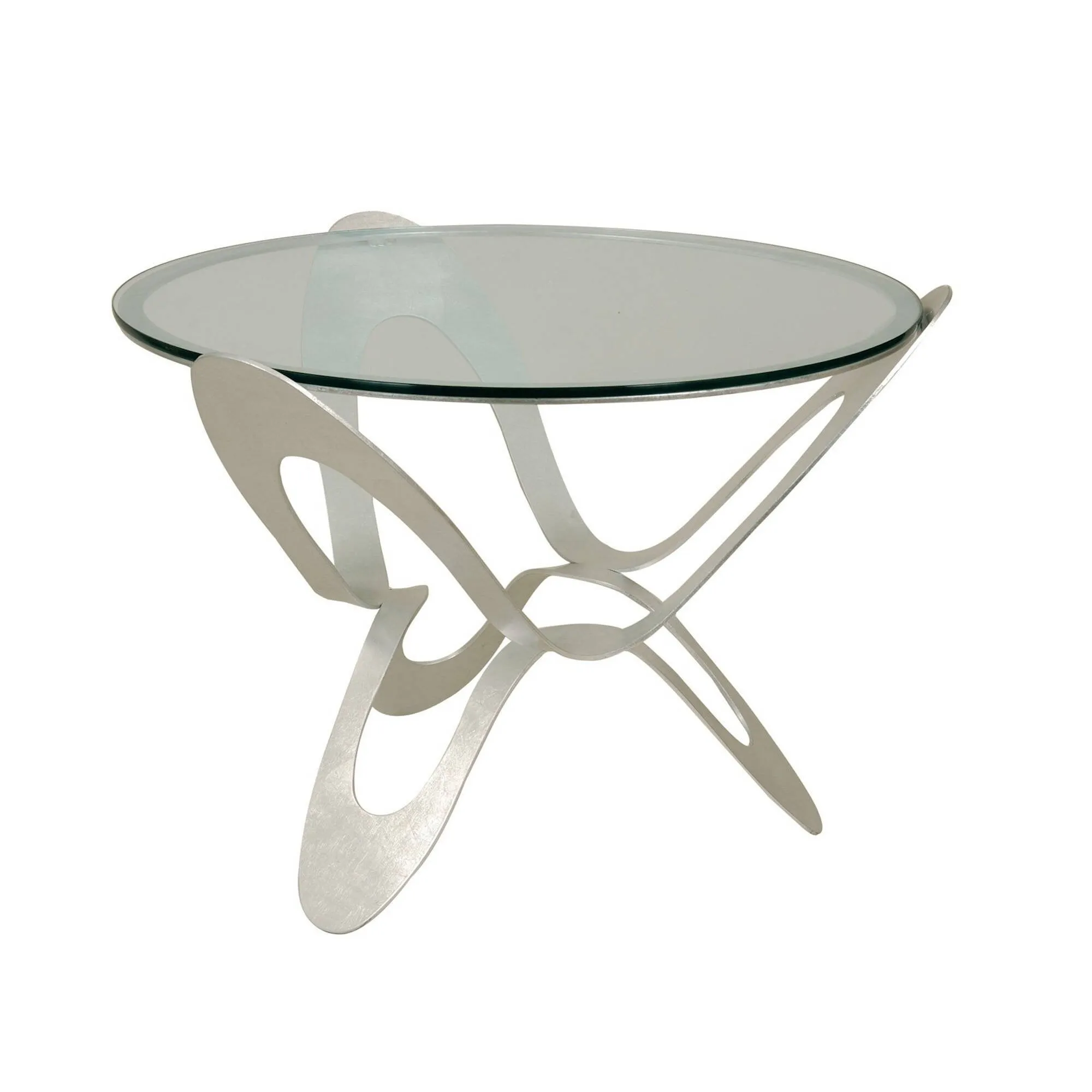 Tavolo contemporaneo originale Ninfa in metallo, diam.65x50h, colore Argento