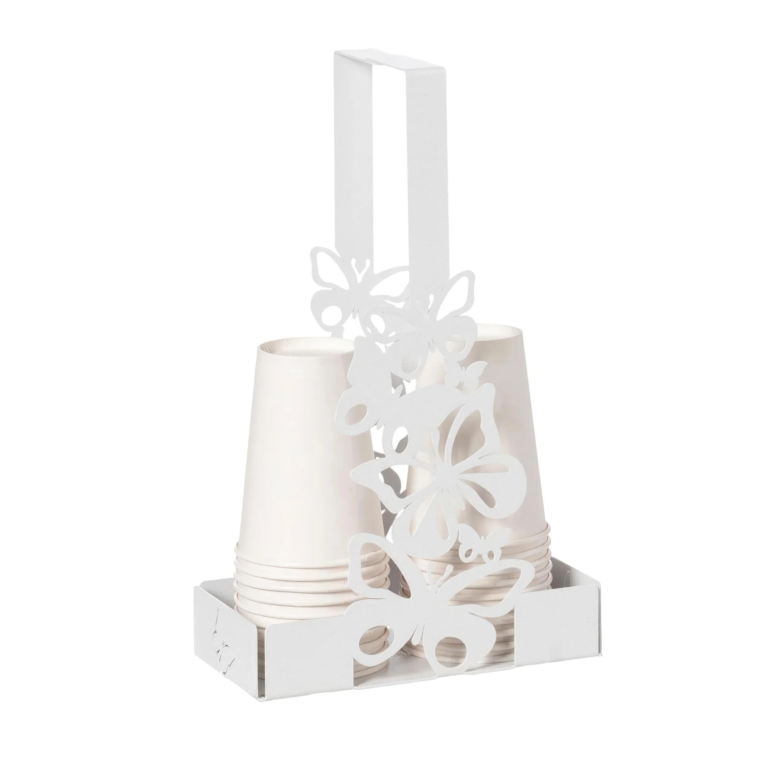 Portabicchieri Le farfalle, sono protagoniste in questo porta bicchieri FARFALLOSO 16x8x h27 cm Pratico e funzionale, colore bianco