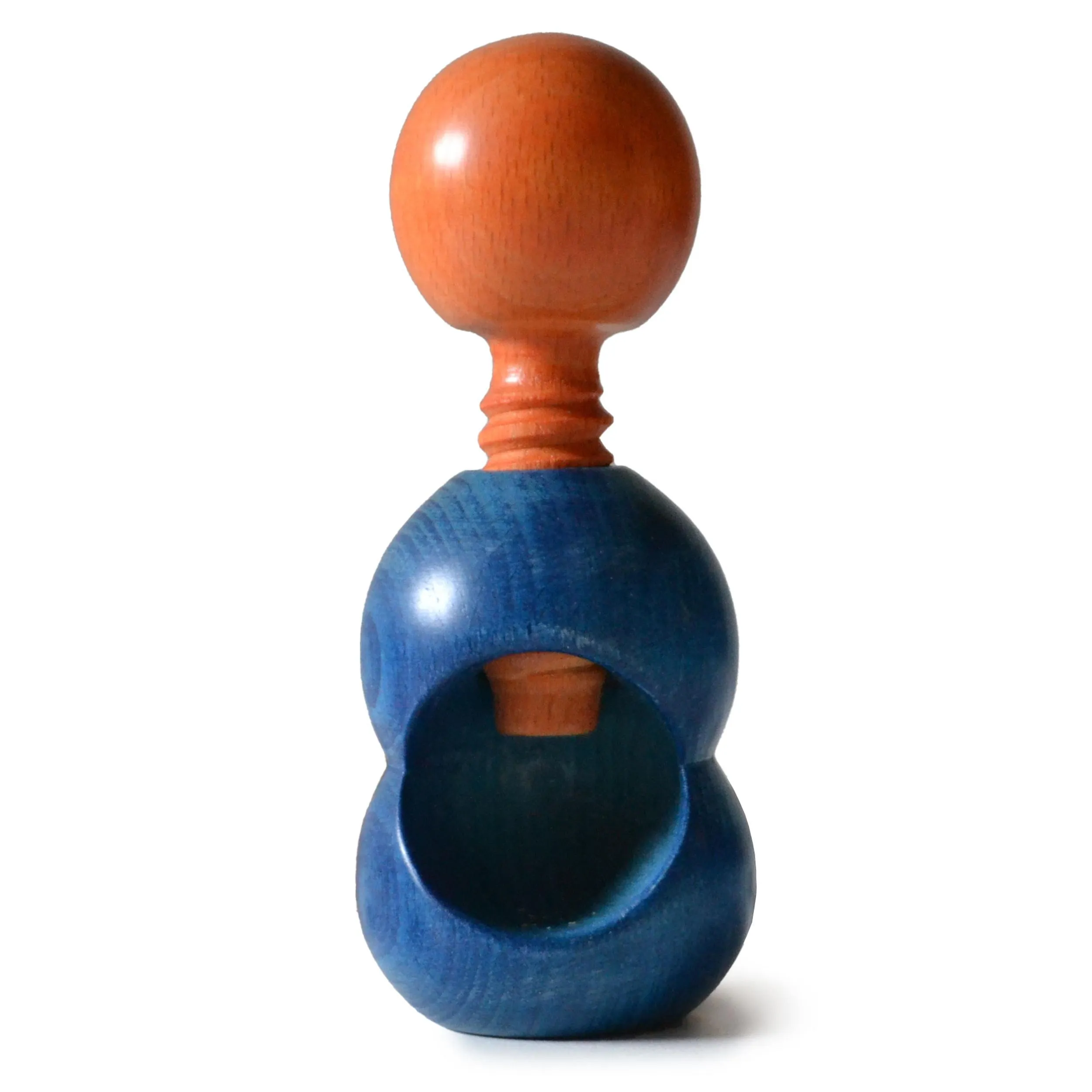 Rompinoce SFERA in legno di tiglio tornito a mano 5,5xh12 cm bicolor blu arancio