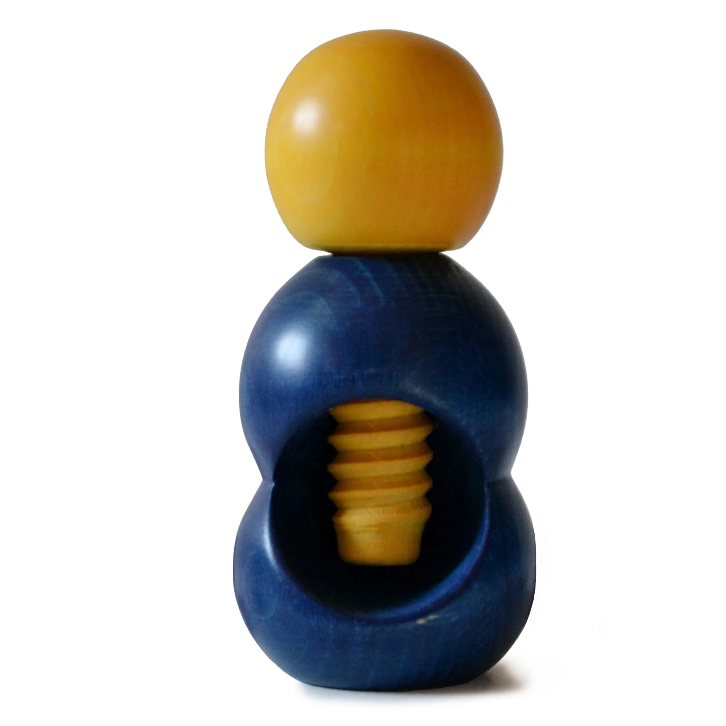 Rompinoce SFERA in legno di tiglio tornito a mano 5,5xh12 cm bicolor blu giallo