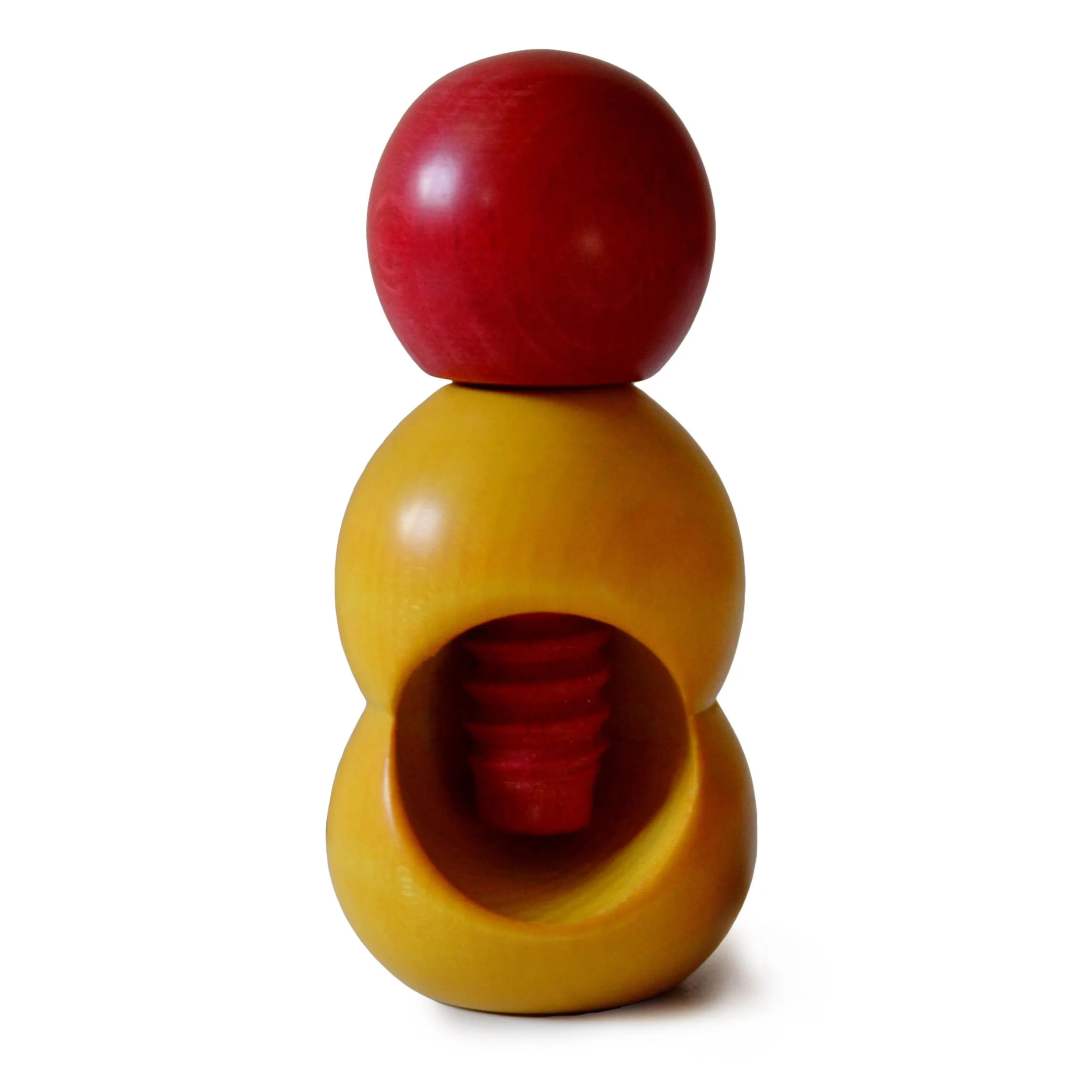 Rompinoce SFERA in legno di tiglio tornito a mano 5,5xh12 cm bicolor giallo rosso