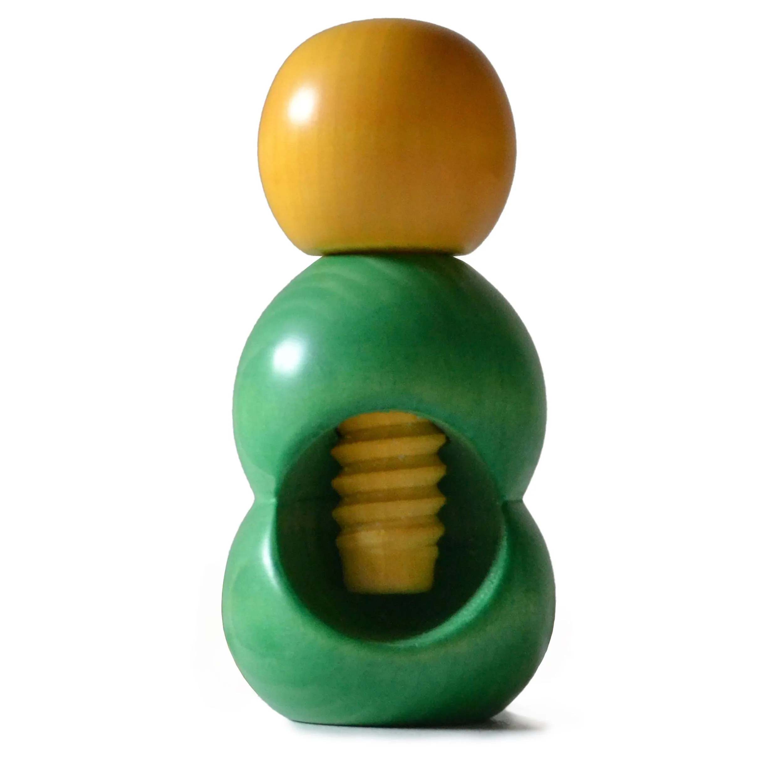 Rompinoce SFERA in legno di tiglio tornito a mano 5,5xh12 cm bicolor verde giallo