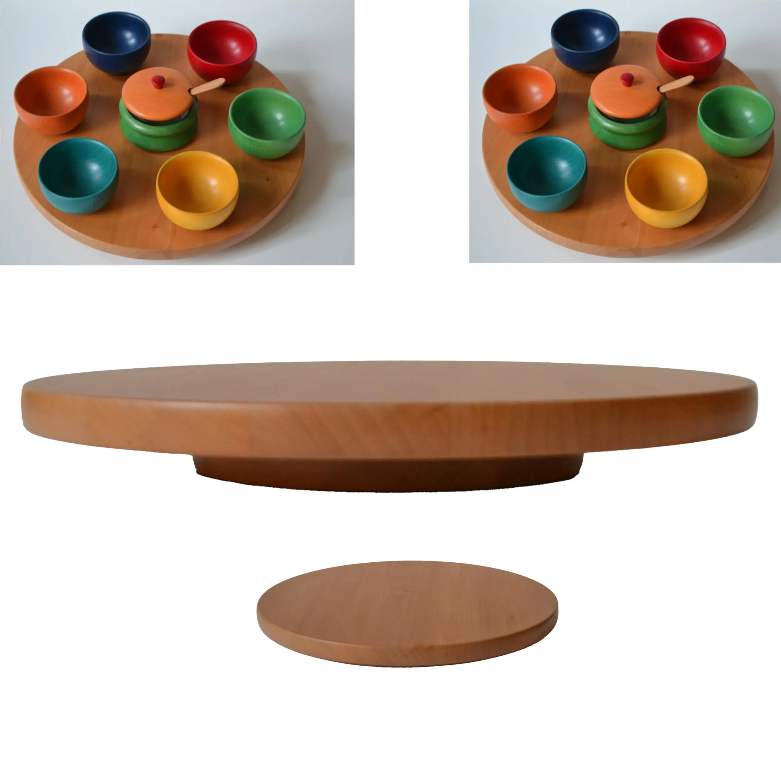 Piatto Girevole in legno massello , LAZY SUSAN diametro 42xh 5 cm colore legno naturale