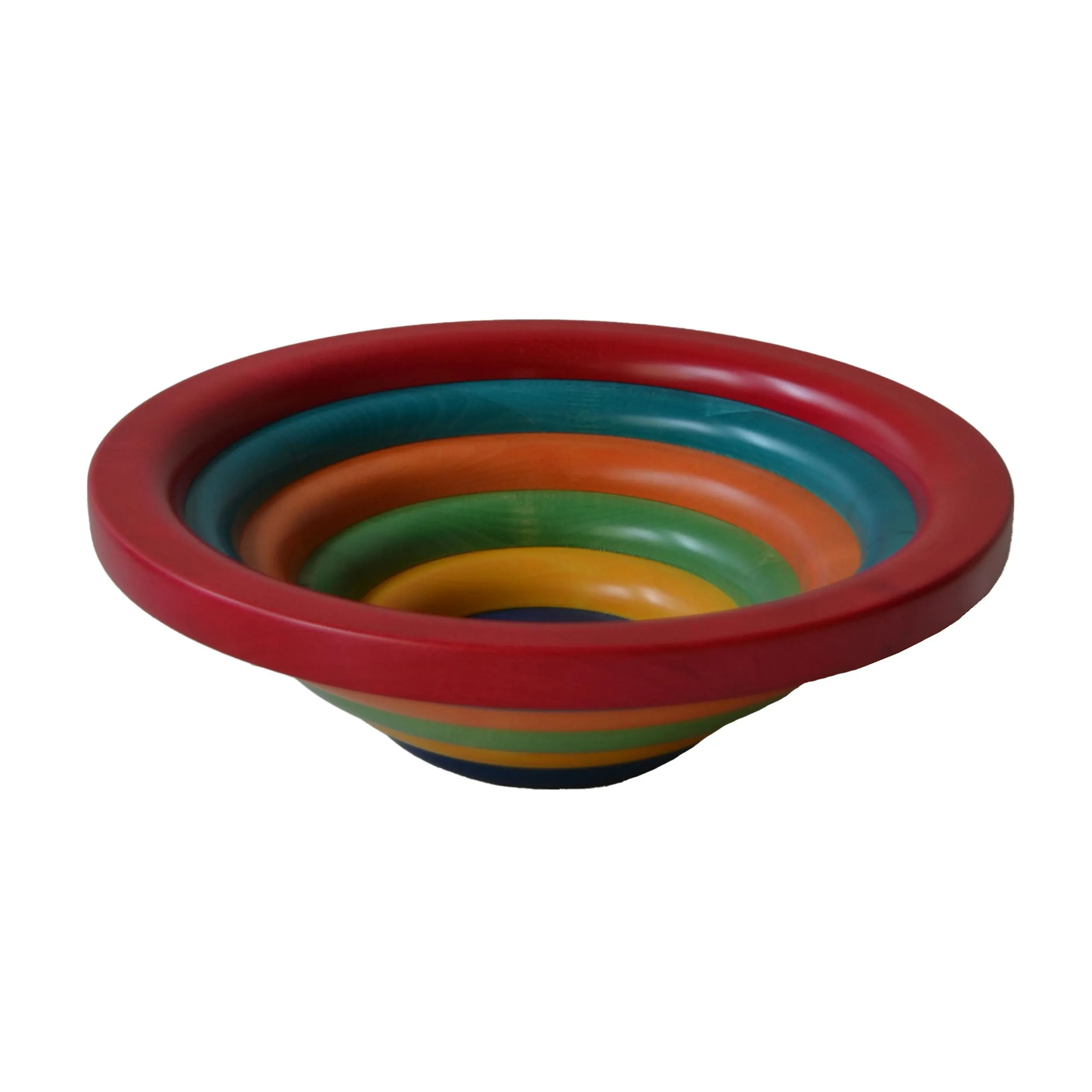 Centrotavola Fruttiera, Insalatiera ARENA Ø 42xh 12 cm con legno massello di tiglio , ogni anello lavorato e tornito singolarmente a mano multicolor