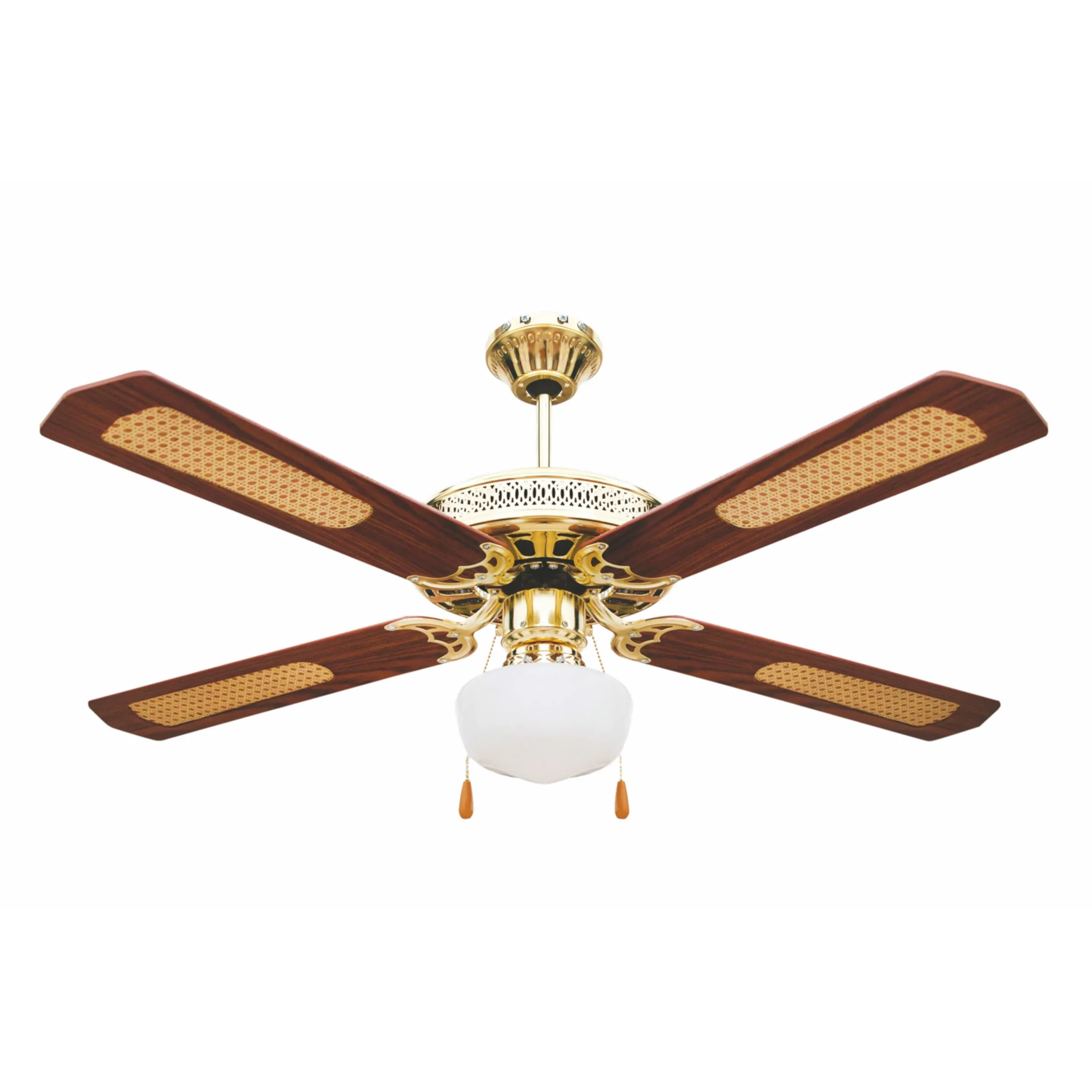 VENTILATORE SOFFITTO 4 PALE D130CM 60W MARR WINDY in Acciaio - legno Marrone, dimensioni 130x130x H 30 cm