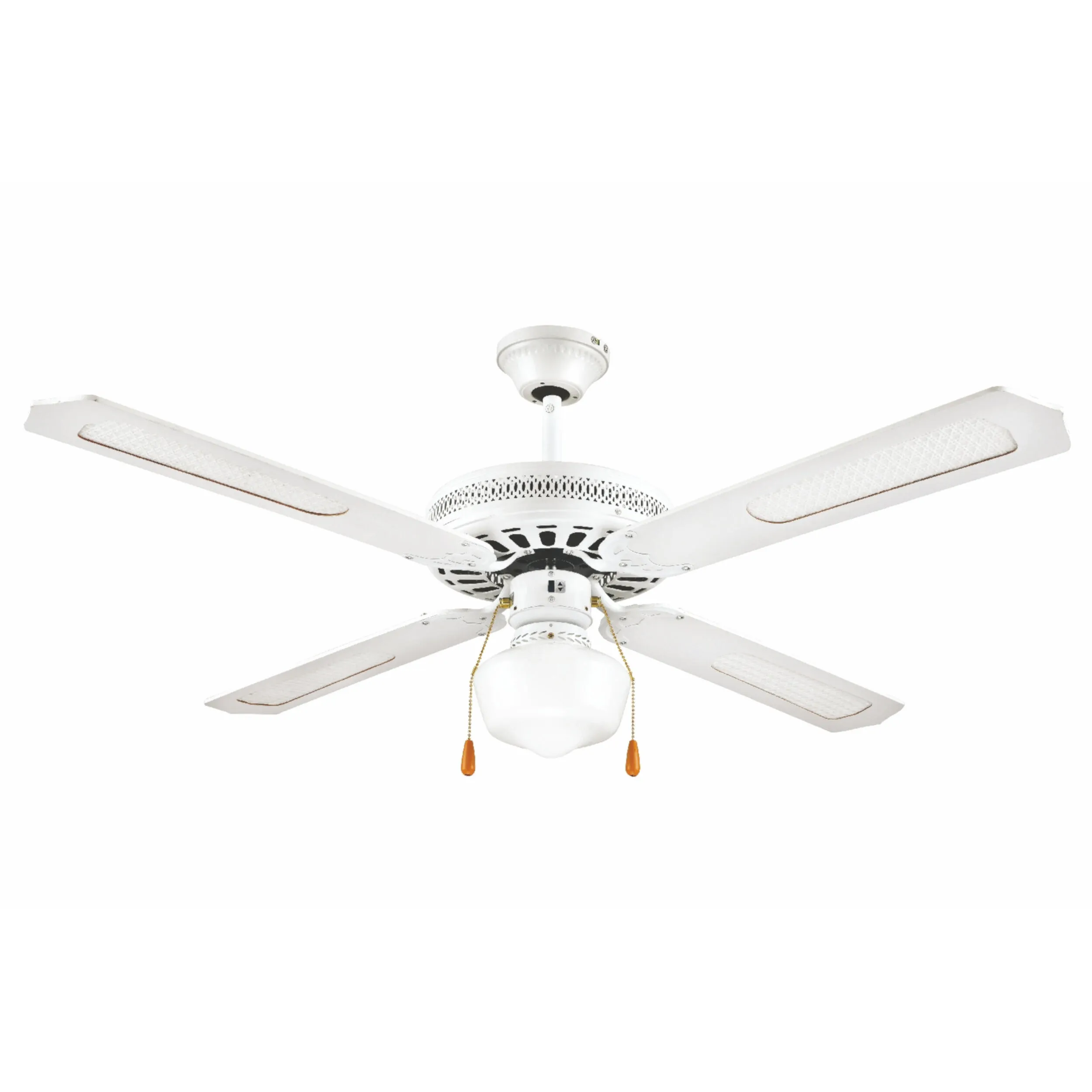 VENTILATORE SOFFITTO 4 PALE D130CM 60W BIAN WINDY in Acciaio - legno Bianco, dimensioni 130x130x H 30 cm