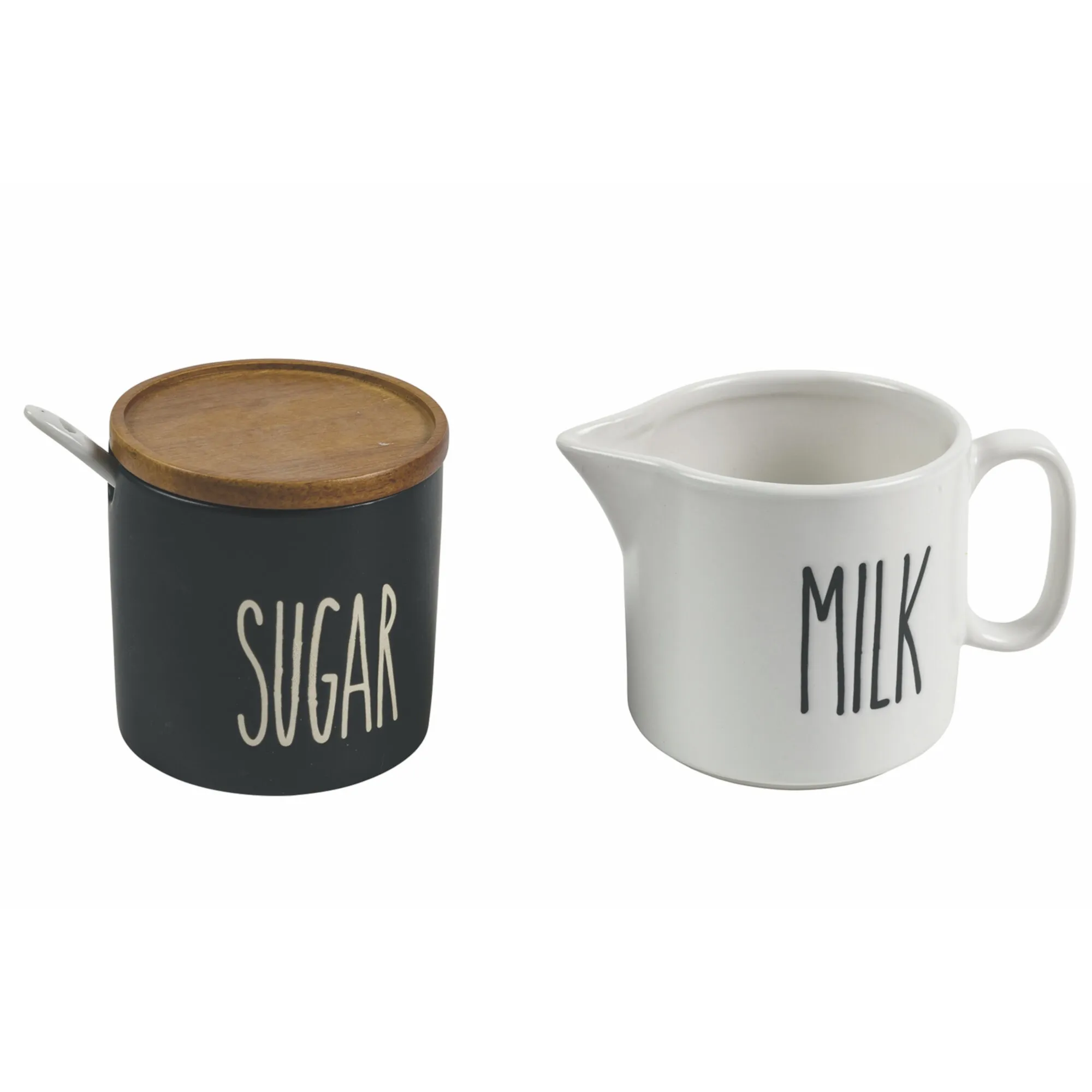 set 2 ACCESSORI COLAZIONE Urban Kitchen in Gres Bianco - Nero, diametro 8.5 x altezza 9 cm