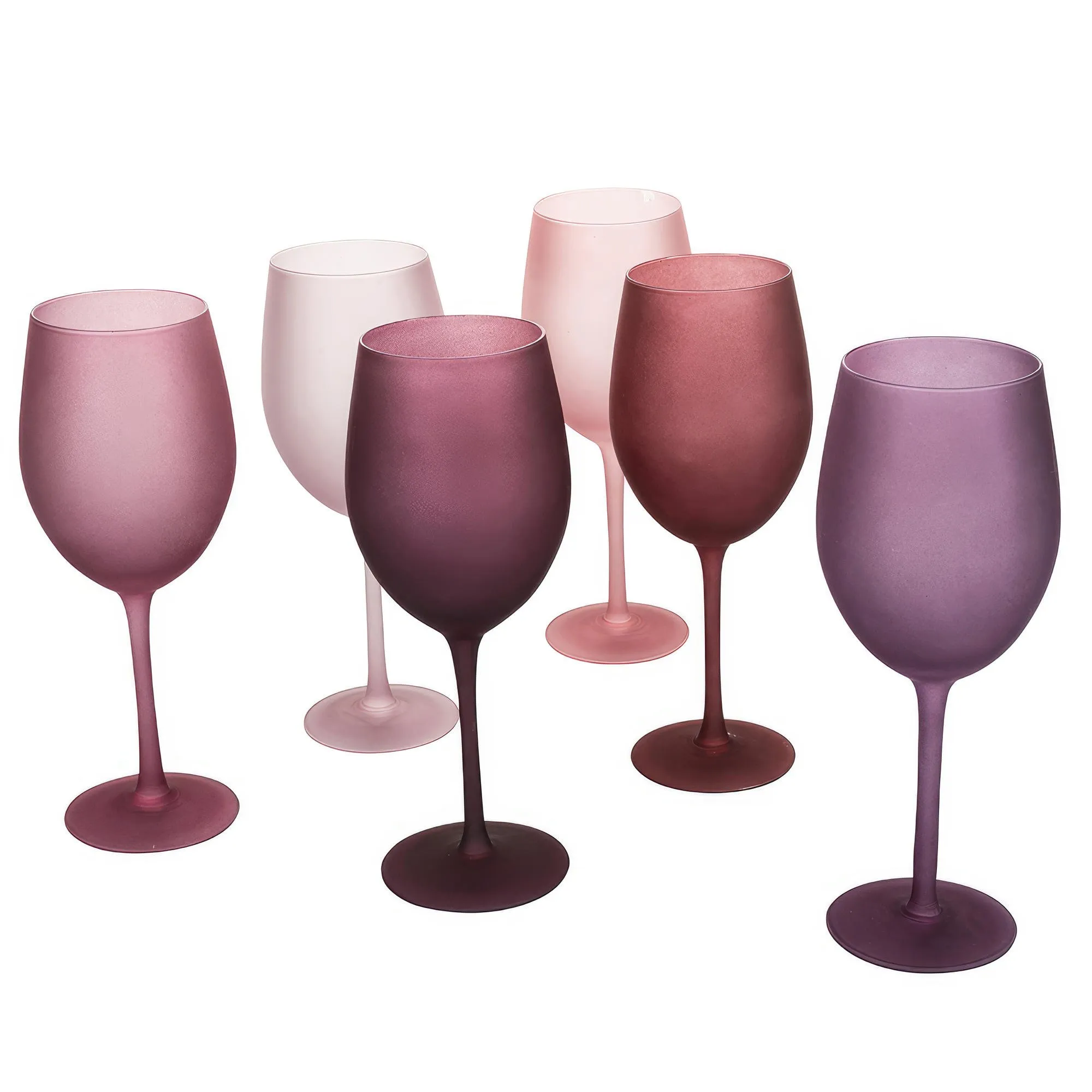 Calici ACQUA/bibita Set 6 in Vetro Effetto Frosted Happy Hour Provence Multicolor, 600 ML diametro 8,5x h24 cm Color Chocolate