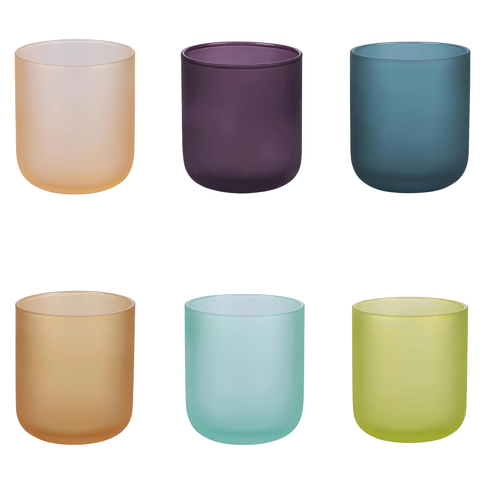 Bicchieri ACQUA Set 6 in Vetro Frosted Happy Hour Sunset in Vetro Multicolor, 300 ML diametro 7,8 x h9 cm