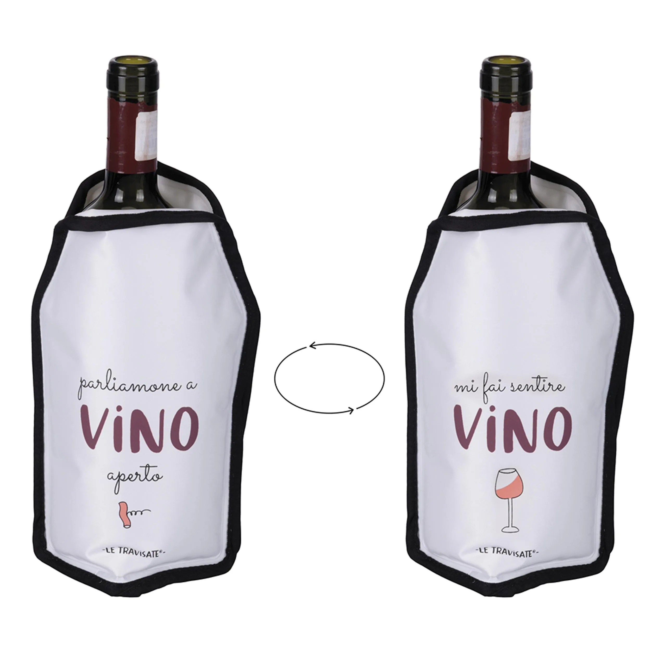 Glacette Vino, Mantiene a lungo la bevanda fresca Esterno in poliestere e PVC Dimensioni 16x2x h 23 cm con bordo in cotone Interno in GEL Mantiene a lungo la bevanda fresca