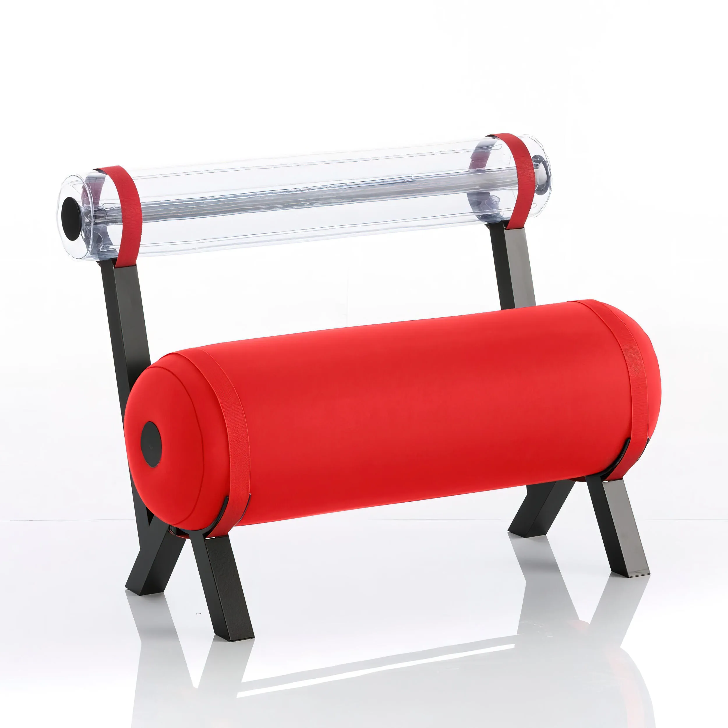 Panca L100 alluminio e PVC Rosso Opaco ZIBA, 56x106xH75 cm, peso sopportabile 150 kg