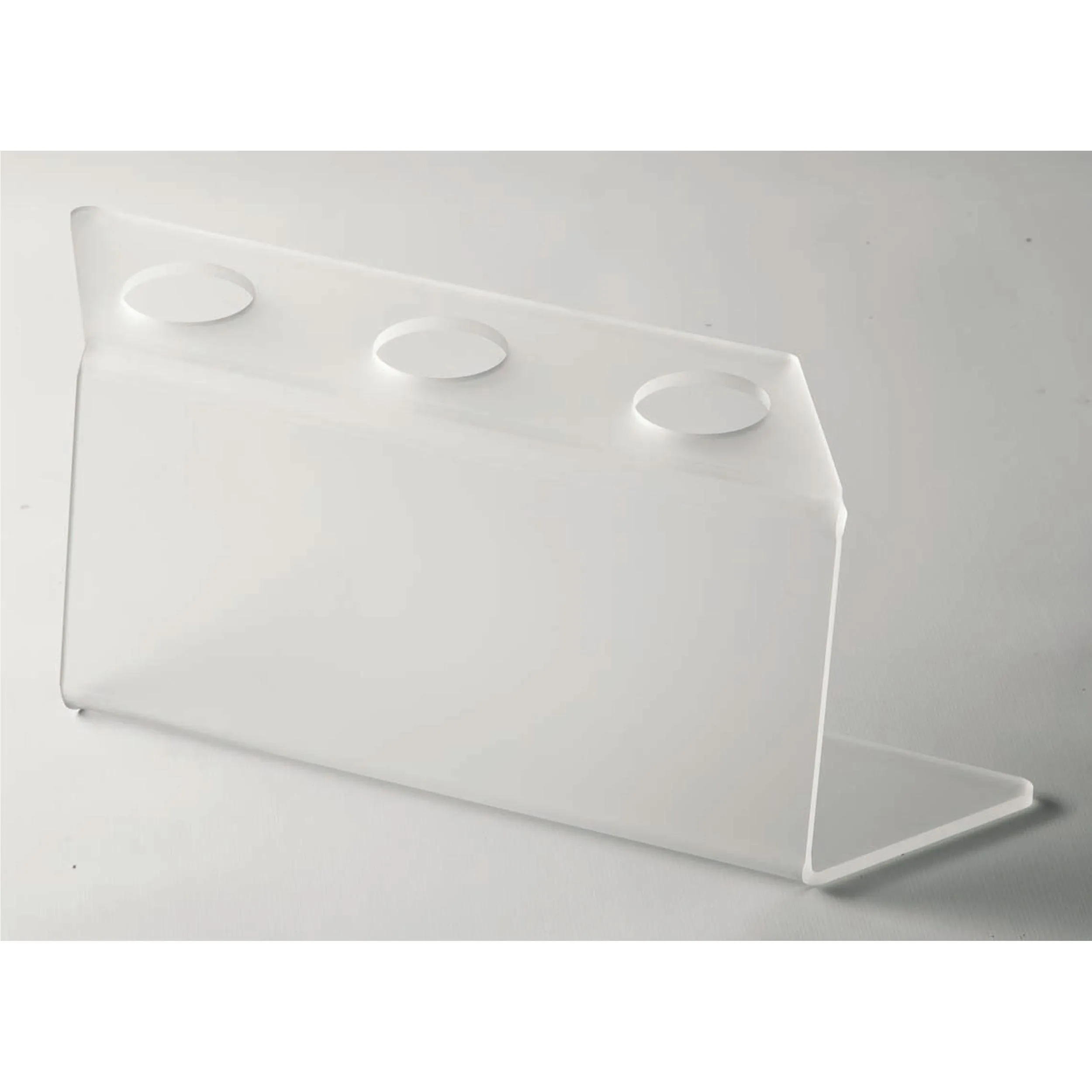 Reggi coni Gelato con 3 fori in plexiglas Dimensioni 28x8xh11 cm - foro per cono Ø 3,5 cm colore bianco satinato