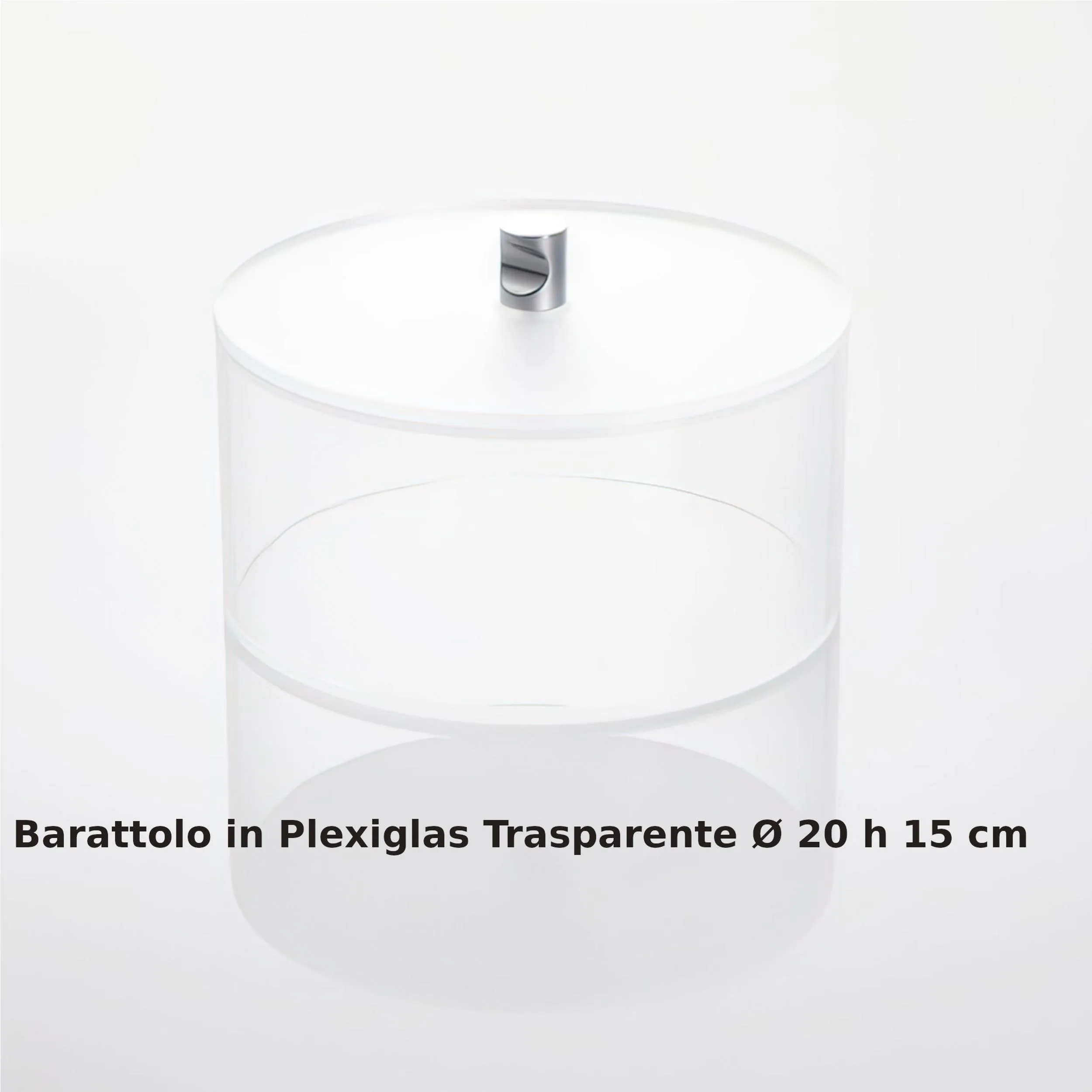 Barattolo trasparente in plexiglass diametro 20x h 15 cm con coperchio e fondo satinato adatto per Bar, Pasticceria, Ristoranti, casa