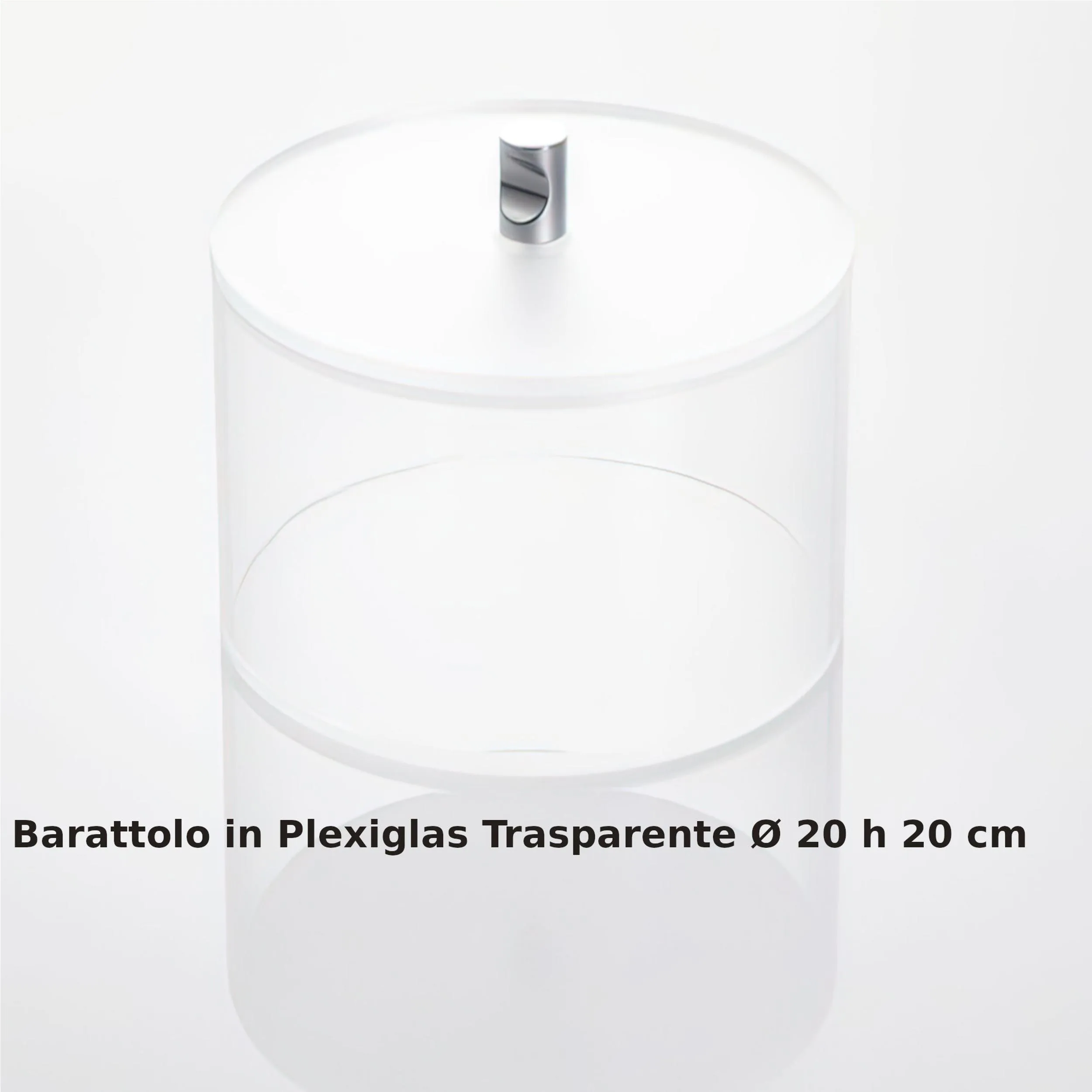 Barattolo trasparente in plexiglass diametro 20x h 20 cm con coperchio e fondo satinato adatto per Bar, Pasticceria, Ristoranti, casa