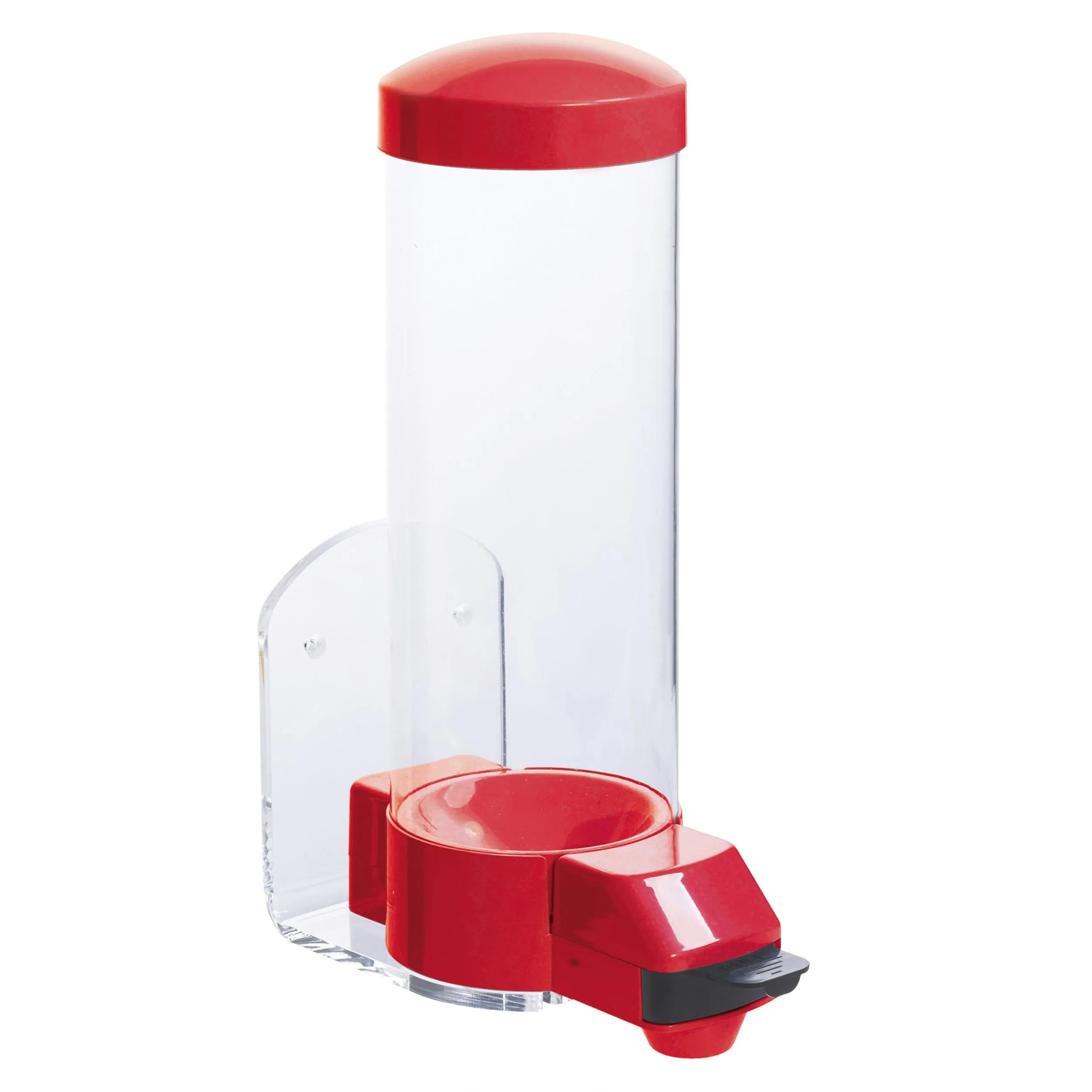 Dispenser da Muro singolo Dimensioni 13x26xh40 cm - capacità 3,3 Lt in plexiglass colore rosso