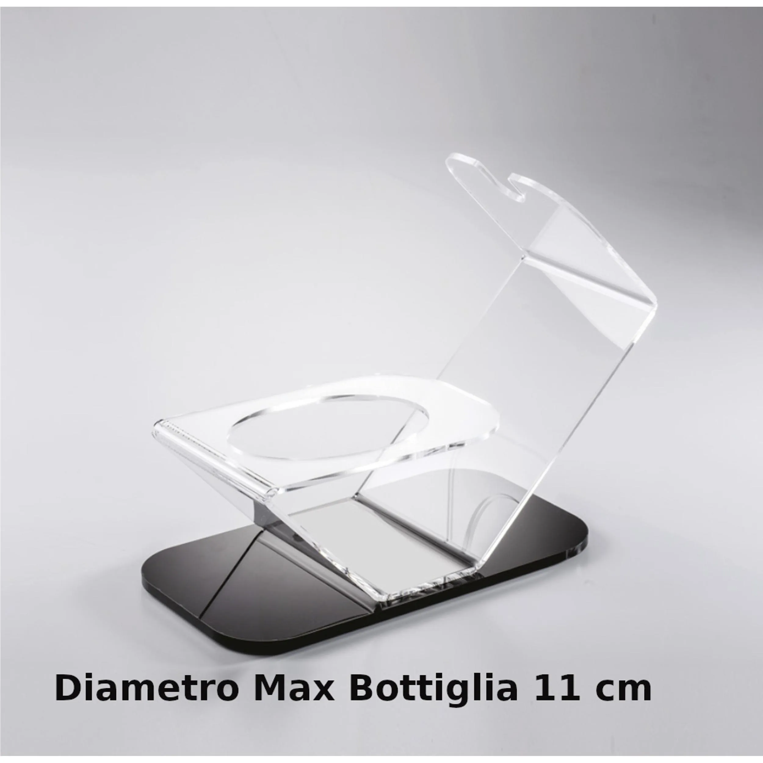 Porta bottiglia da Appoggio in Plexiglass per Bottiglie Magnum 33x18xh36 cm - spessore 5 mm in plexiglass trasparente base nero lucido