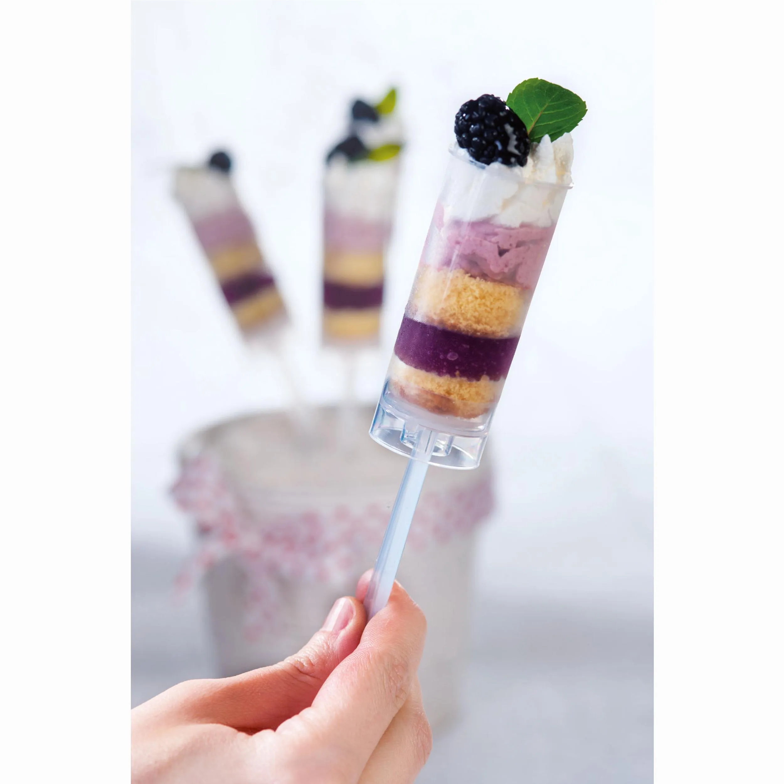 Mini Push Up Pops tondi Stampo per mini Gelati Dimensioni Diametro 35x h 196 mm - cap. 50 ml - 100 pezzi vassoio trasparente