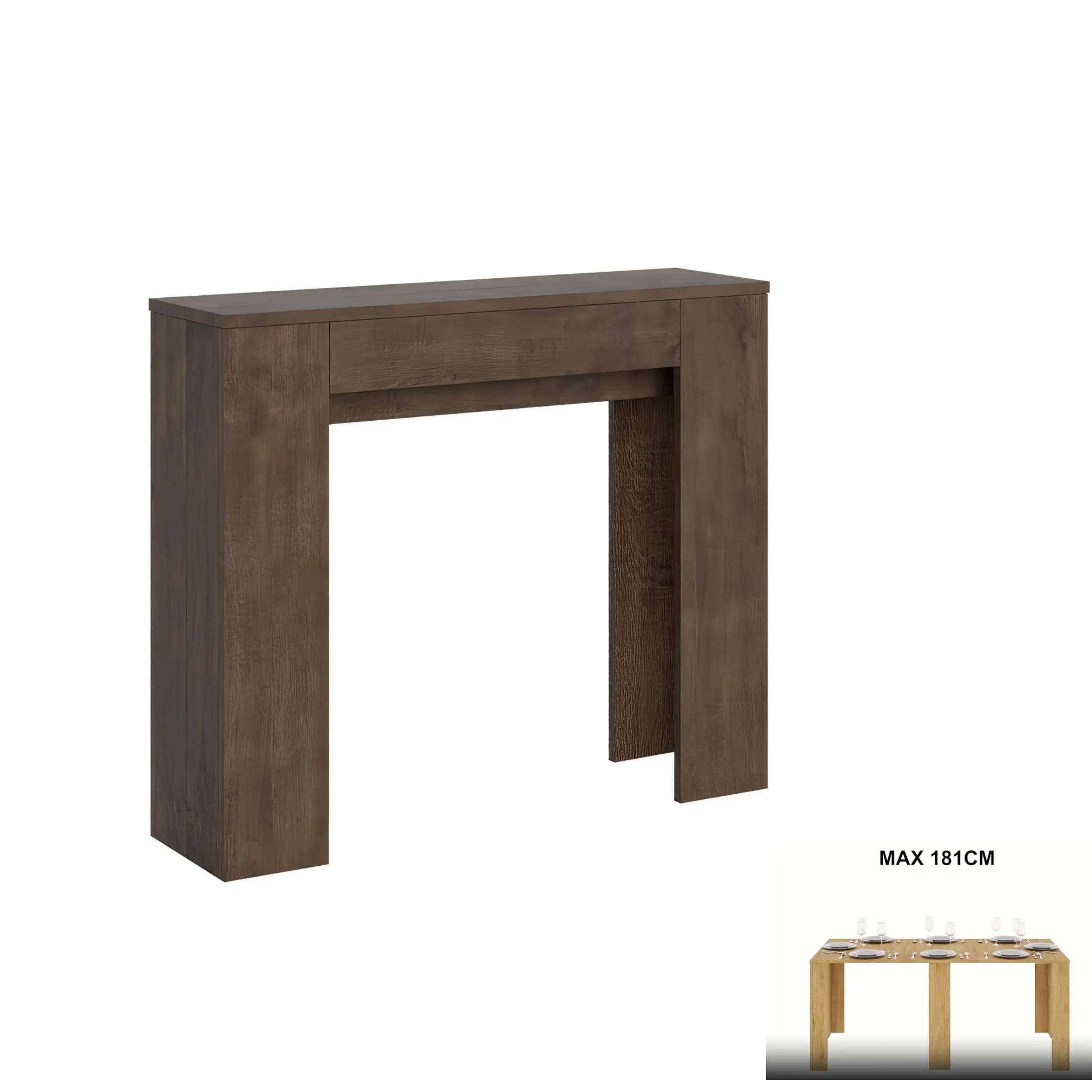 Consolle Allungabile SLICK in Legno Nobilitato Dimensioni 90x25xh 77 cm Allungabile fino a 181 Ospita 10 persone Noce