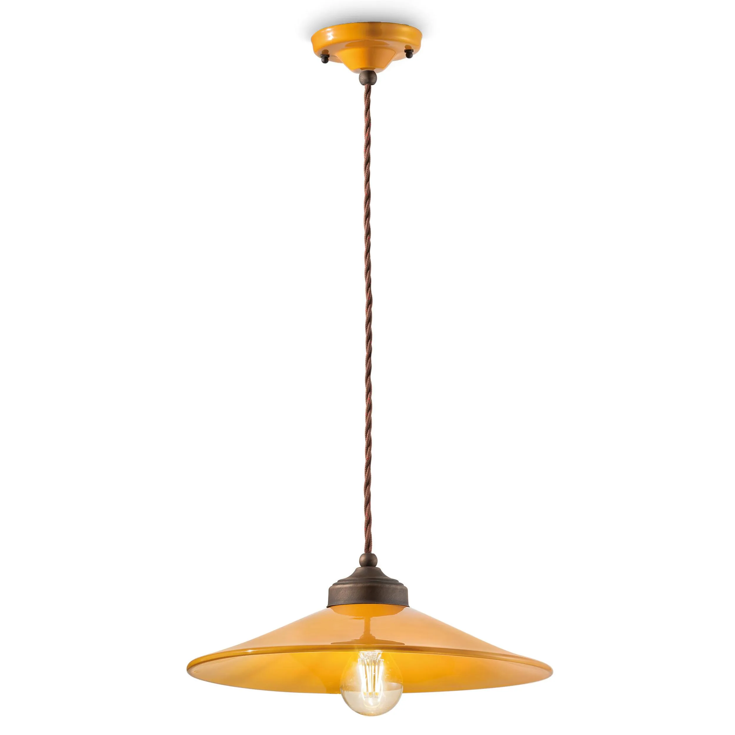 Sospensione da interno a Una luce in materiale Ceramico URBAN RETRO' Dimensioni ? 35cm peso 175 kg - Attacco Lampada E 27 Giallo