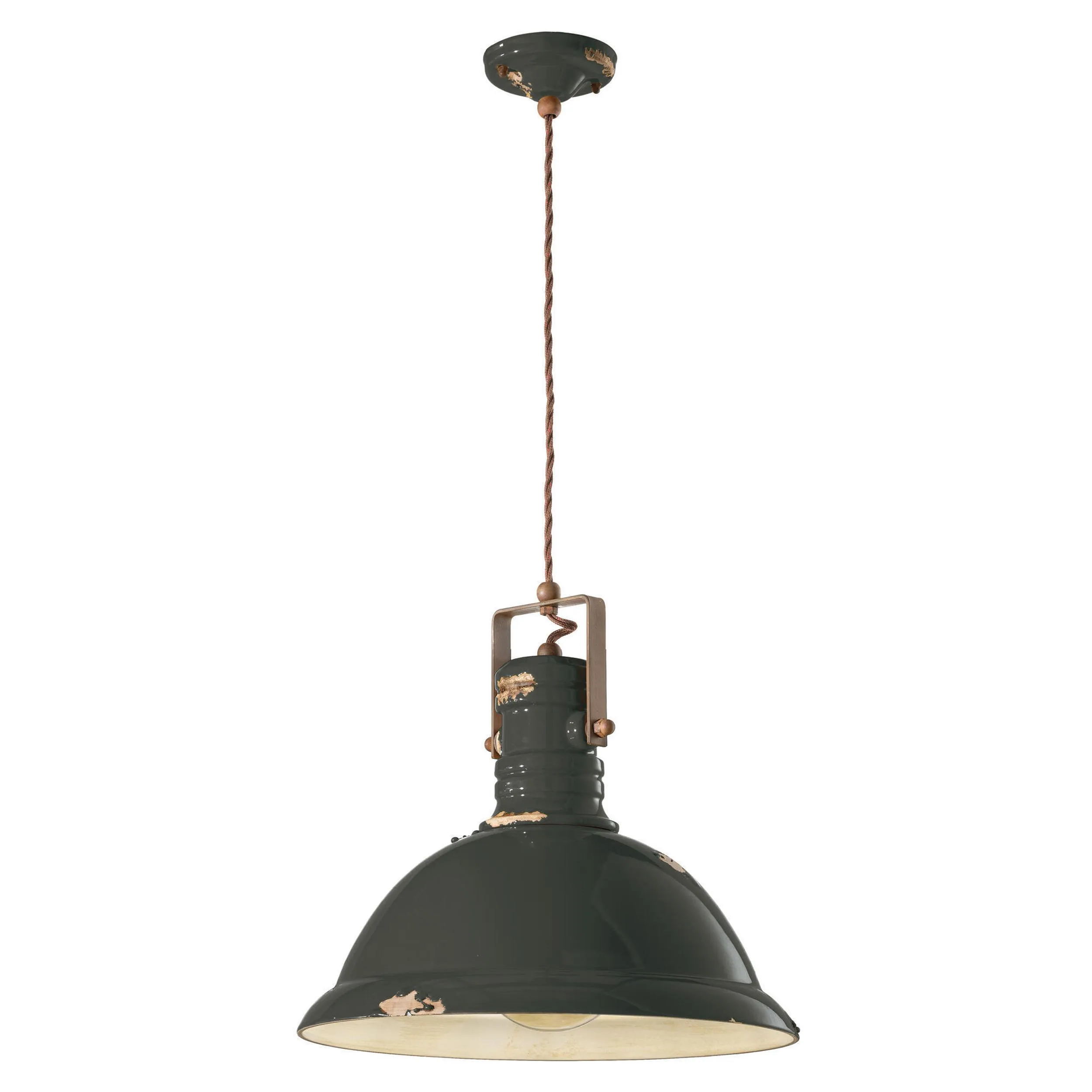 Sospensione da interno in Ferro e materiale Ceramico Vintage URBAN RETRO' dimensione 40x40x h 36 cm peso 3,62 kg - Attacco Lampada E 27 Vintage Nero