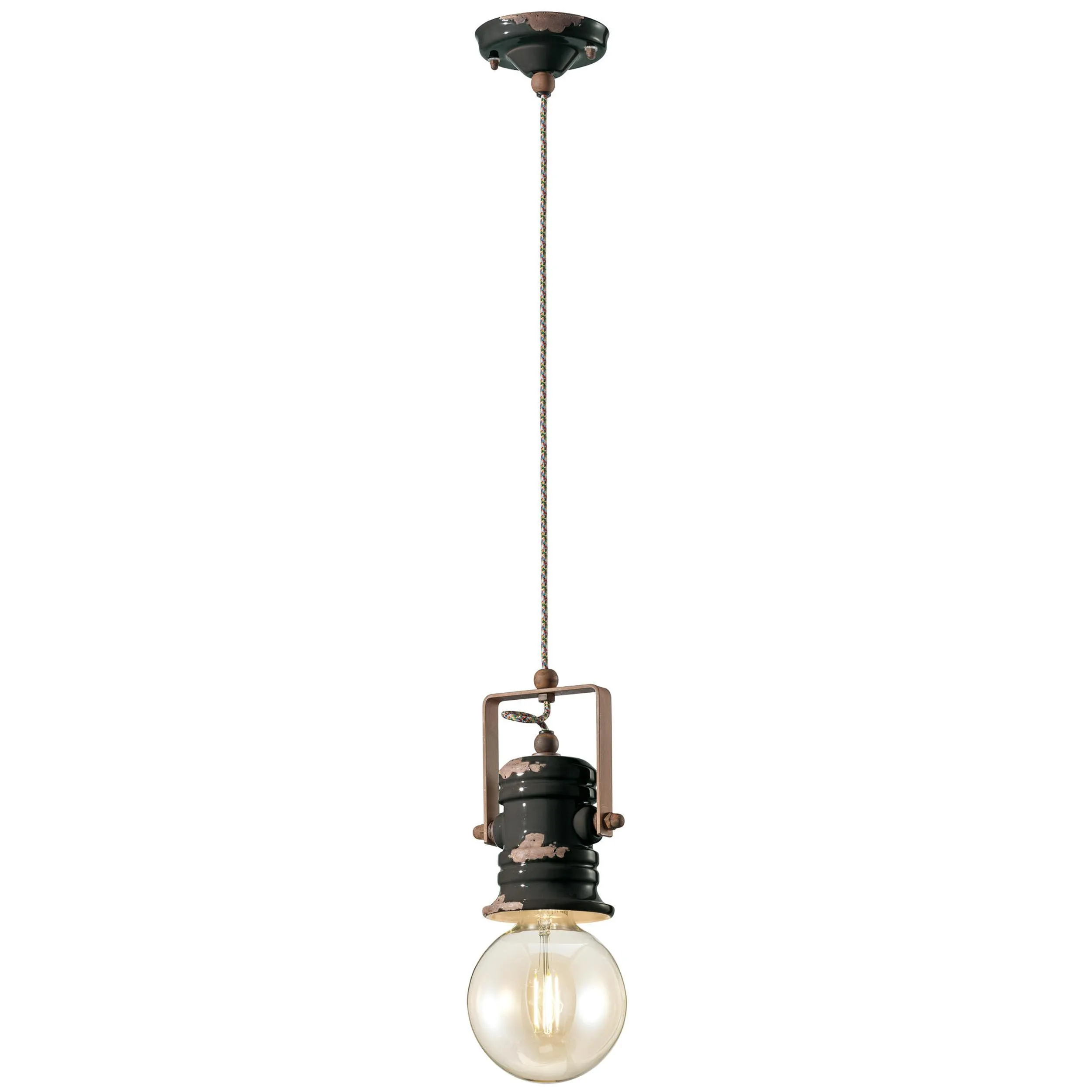 Sospensione da interno a Una luce in materiale Ceramico URBAN RETRO' dimensione 13x h 19 cm peso 1,24 kg - Attacco Lampada E 27 nero