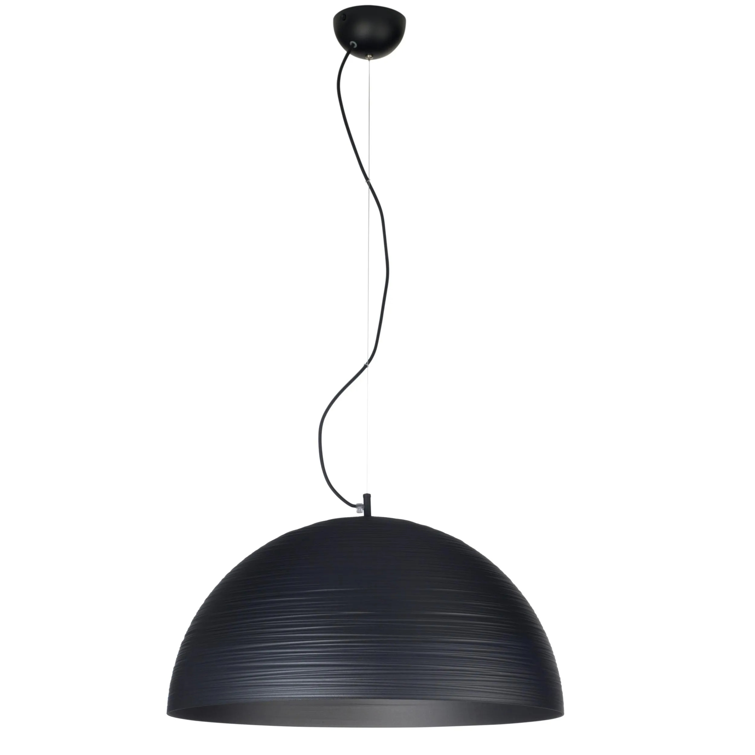 Lampada a Sospensione 1 Luce mezza sfera MEDIA Struttura in Alluminio Diametro 72xh 50 cm E27 1 x Max 100 Watt 4,8 kg colore Nero verniciato