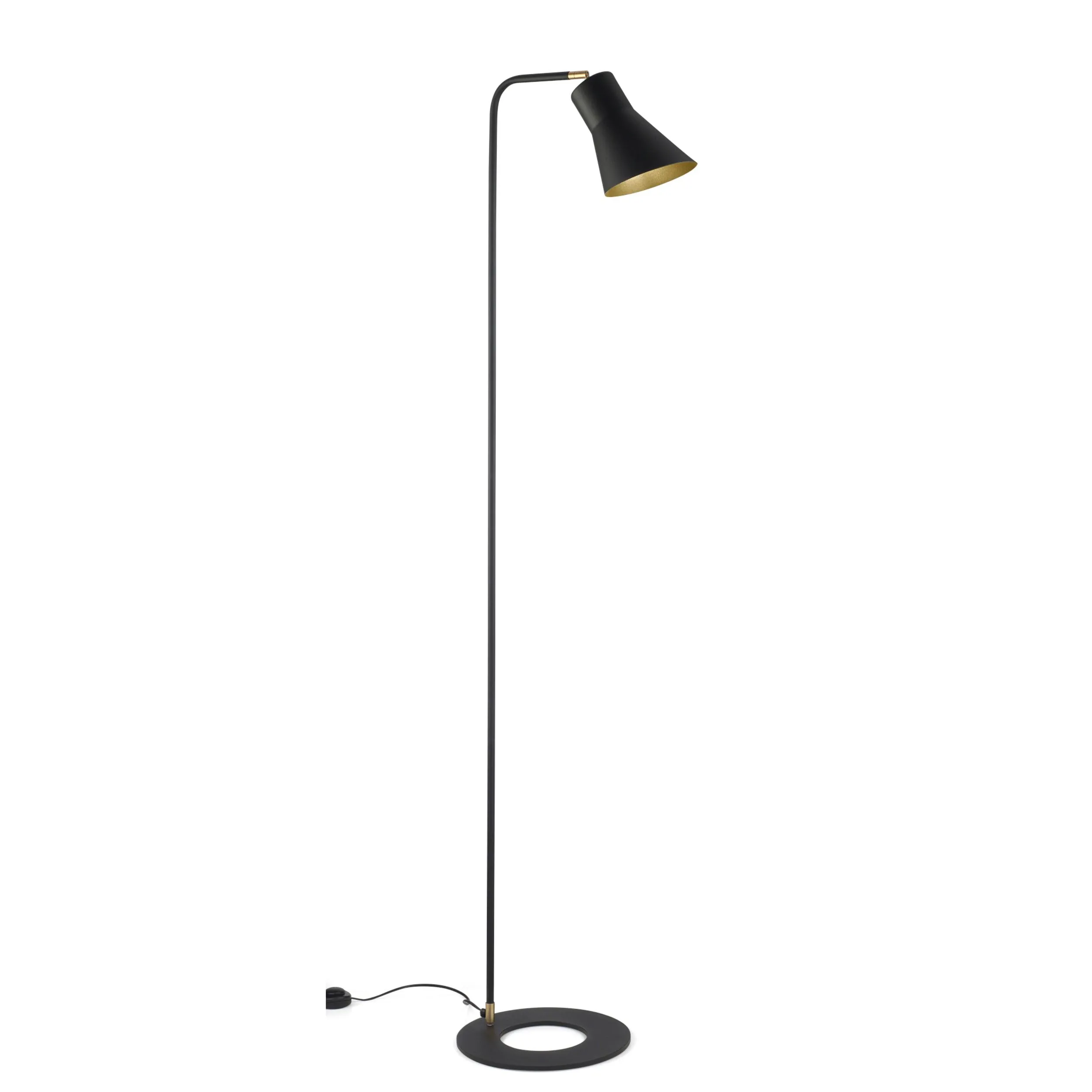 Lampada piantana da Terra Struttura in acciaio verniciato CONICO Dimensioni 22xh 173 cm - 8 kg Paralume BICOLOR Nero Oro