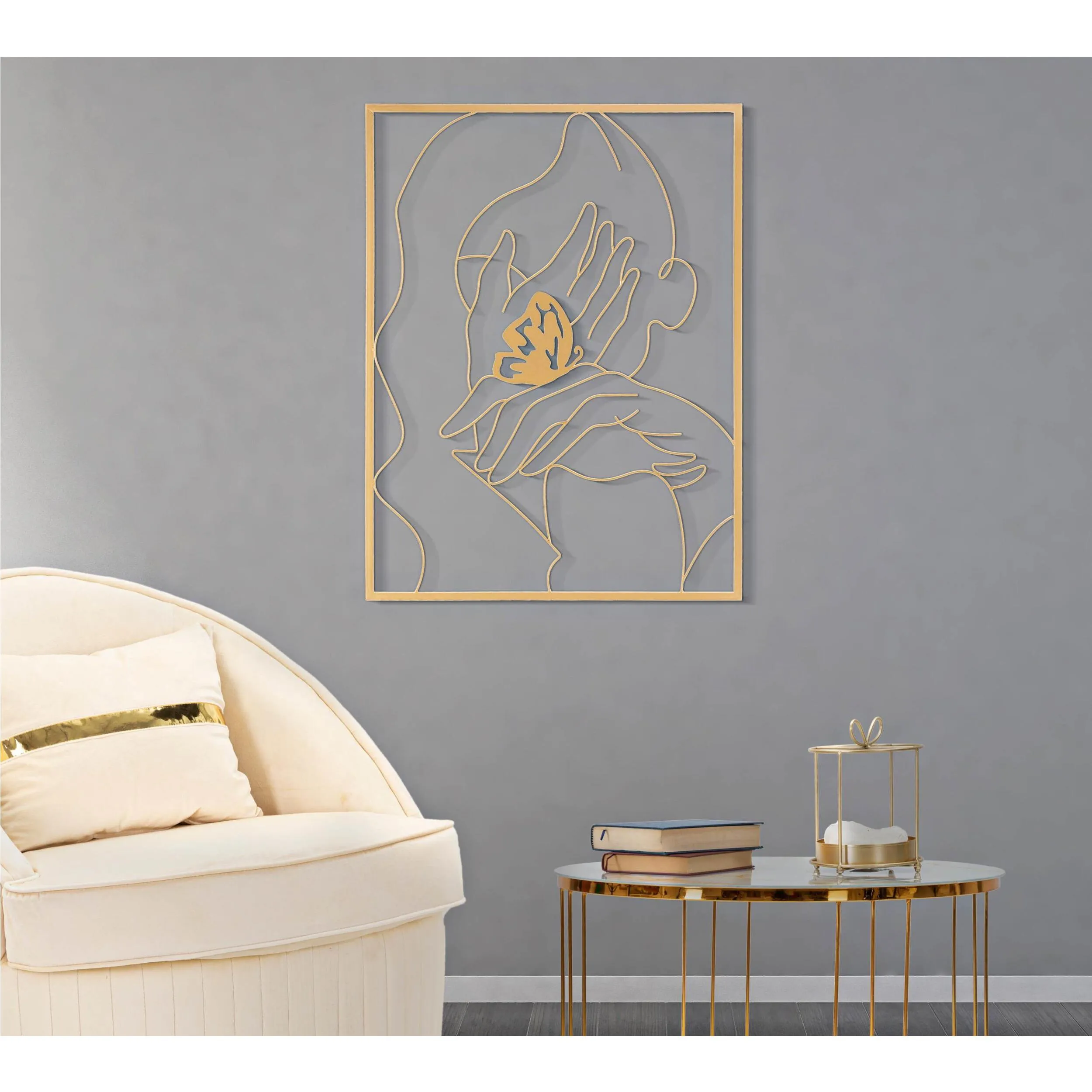 Pannello decorativo 3D con foglie in struttura circolare ,GOLD FACE, 80x1x h60 cm peso 1,500 kg colori oro