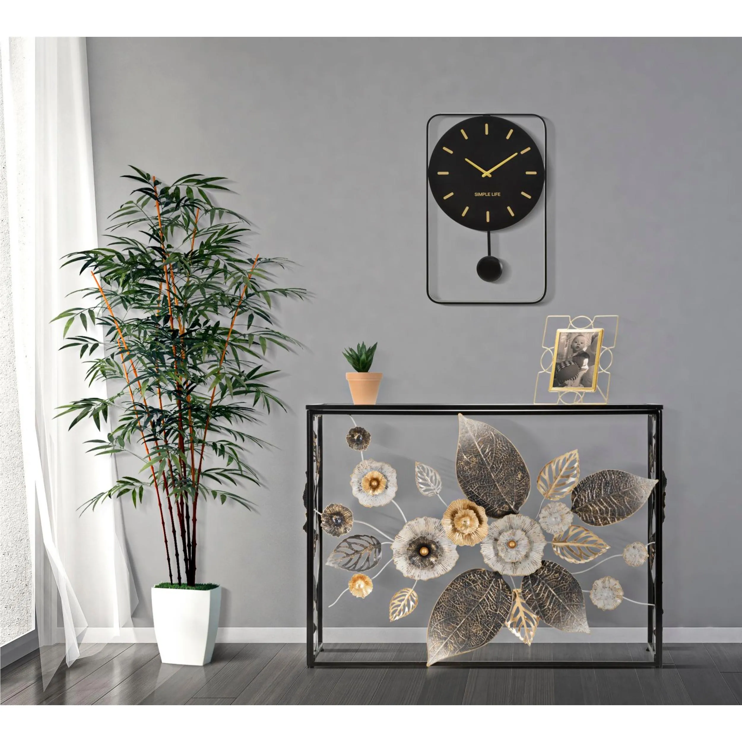 Consolle Tavolo in metallo Nero e Vetro Specchio GLAM DARK , Dimensioni 111,8x41,9x80 cm - Peso 12 kg Vetro temperato a specchio