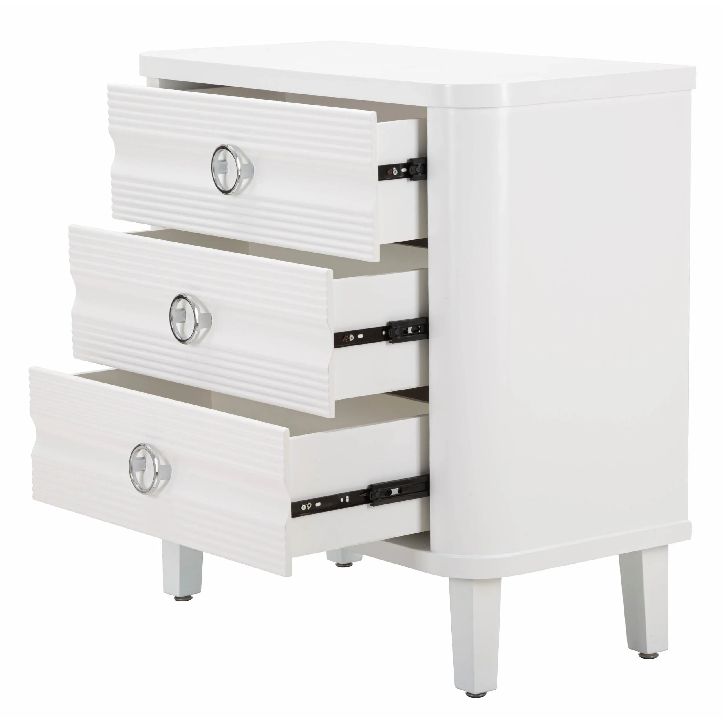 Comò con struttura in legno bianco e 3 cassetti, SHINE Dimensione 81x40x h 84 cm - peso 26 kg lavorazione semplice bianco