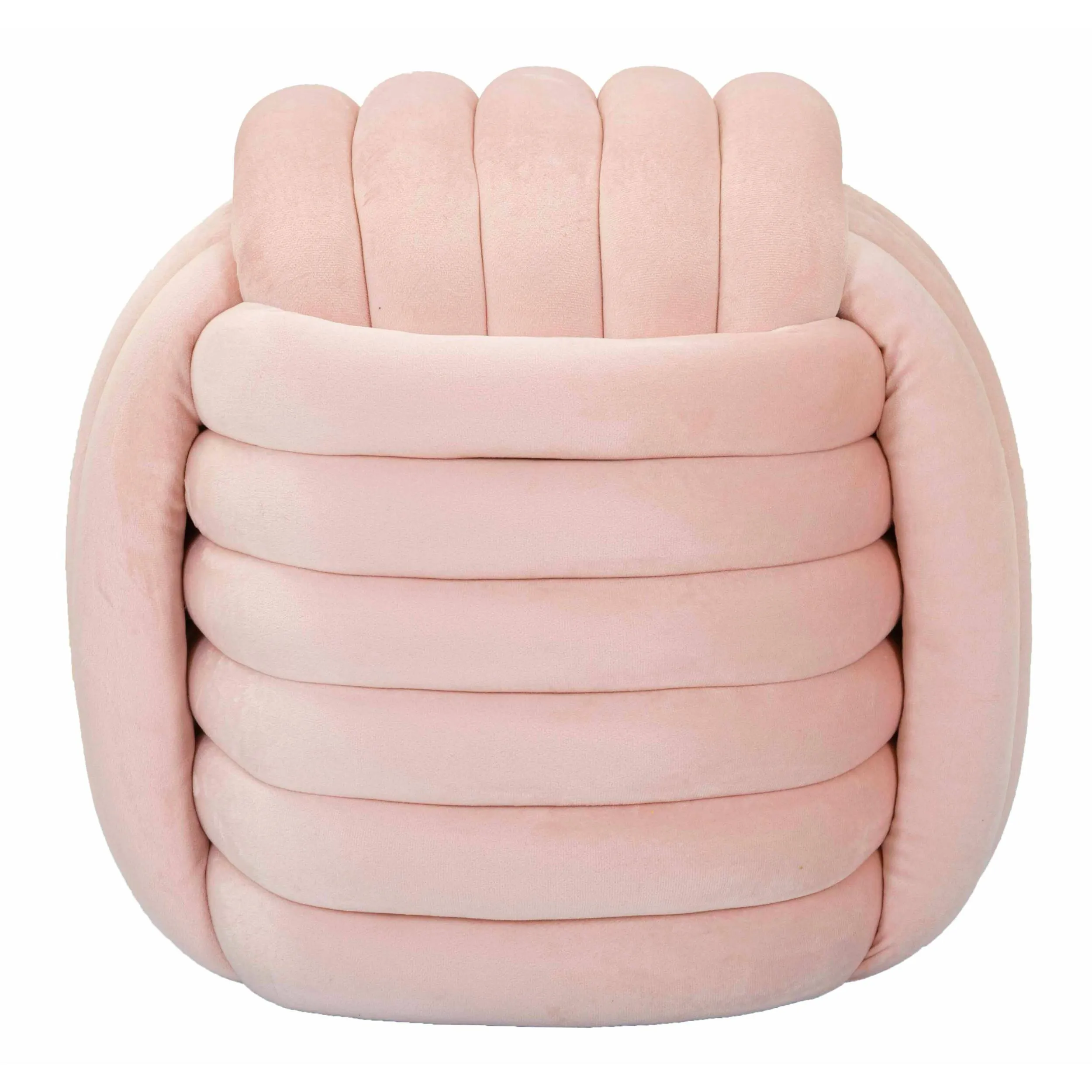 Pouf annodato in velluto crema SOFTY PINK Dimensioni 45x45x h45 cm, Rivestimento di cotone Velluto Rosa