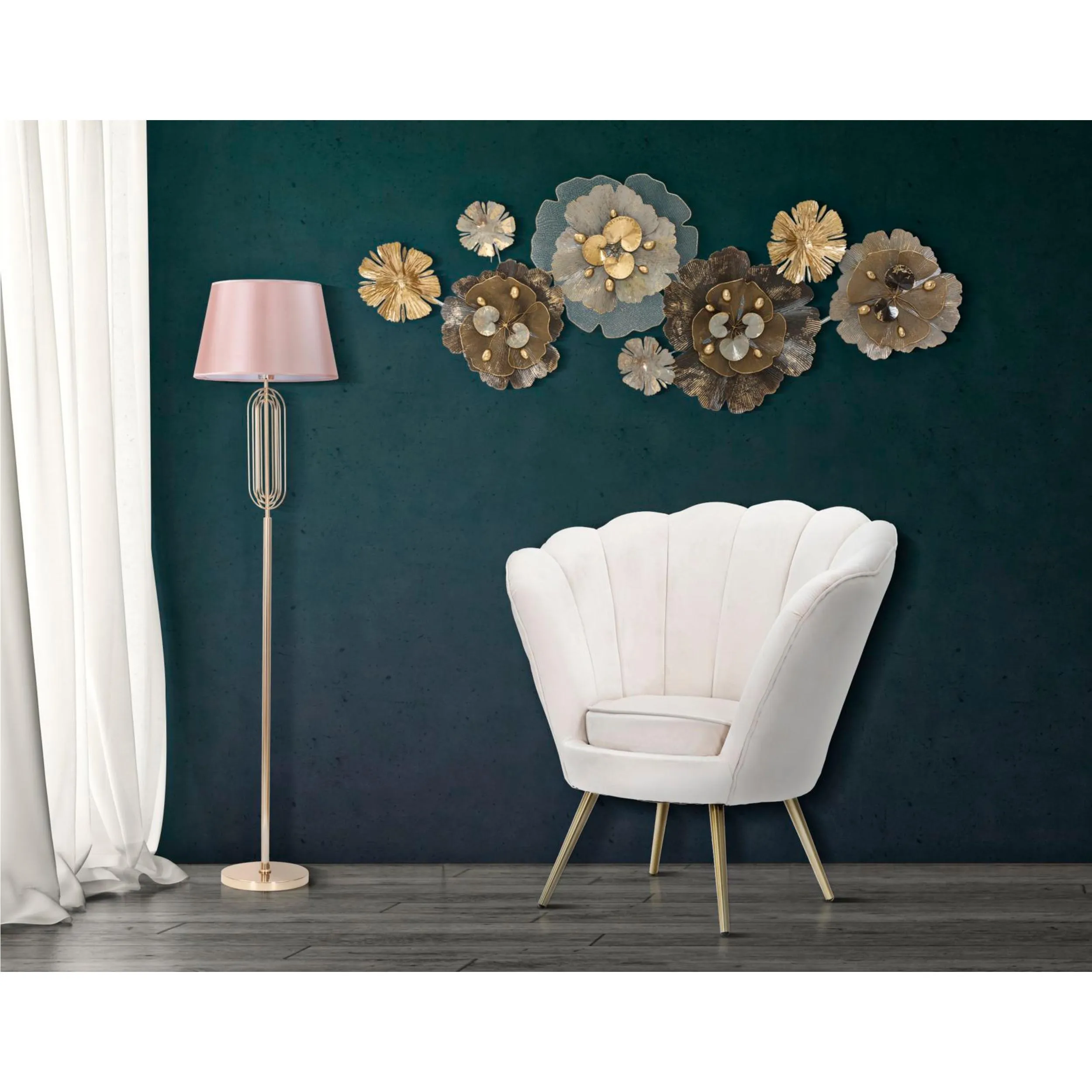 Lampada, Piantana In stile glam in metallo dorato OVY dimensioni 40x h 168 cm -peso 4,00 kg con decori metallici concentrici ORO