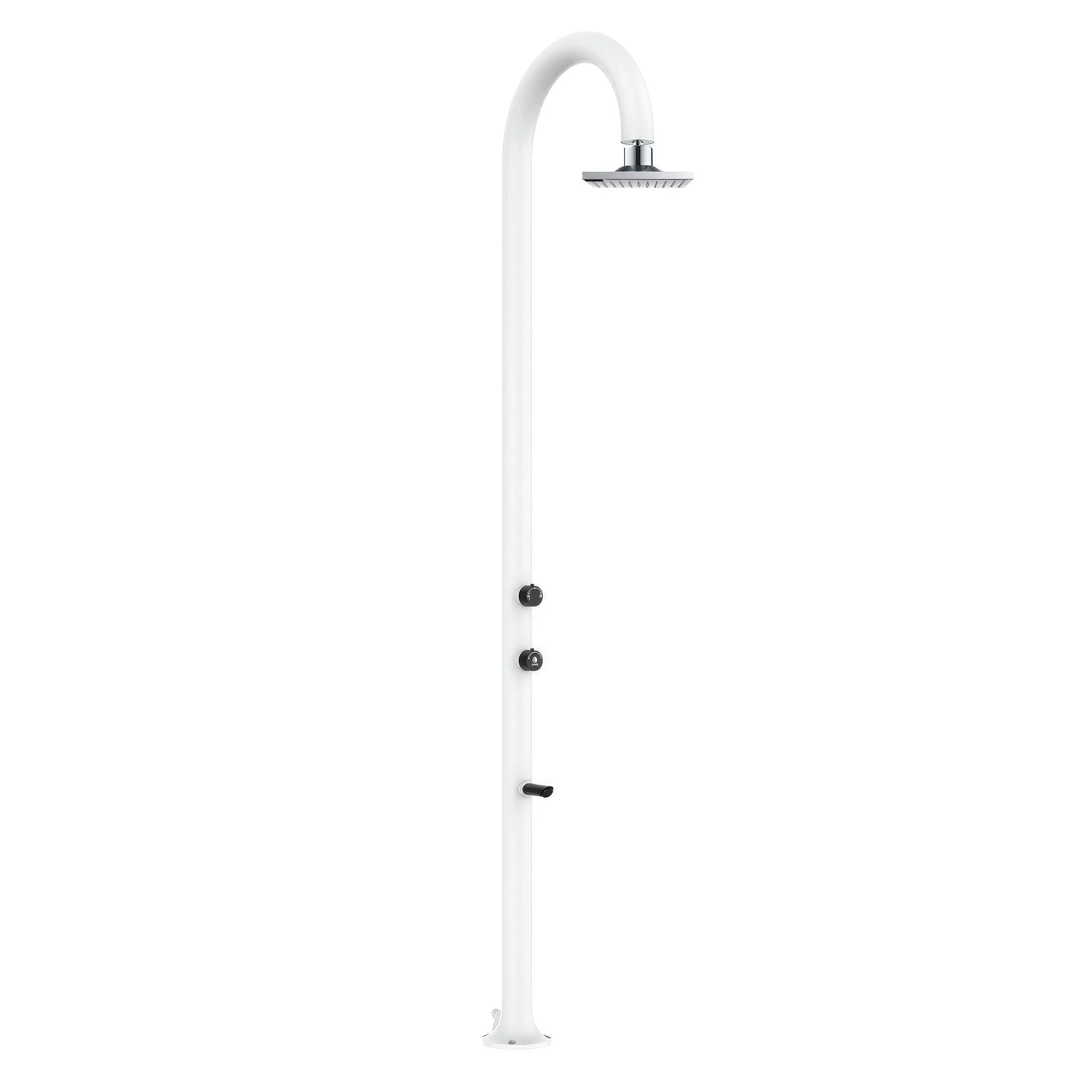 Doccia da Giardino esterno LUNA ALU-LCD in Alluminio Doppio Attacco Dimensioni 26x37x h 223,9 cm con Miscelatore e Doccetta da esterno In Acciaio Inox 316 L WHITE