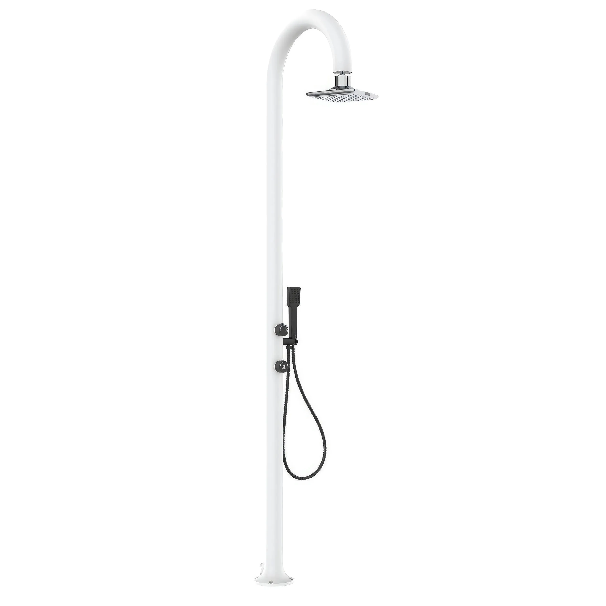 Doccia da esterno LUNA-ALU-D-BIANCA-LED in Alluminio Doppio Attacco Dimensioni 26x37x h 223,9 cm con Miscelatore e Doccino mobile acqua calda e Fredda da esterno In Acciaio Inox 316 L WHITE