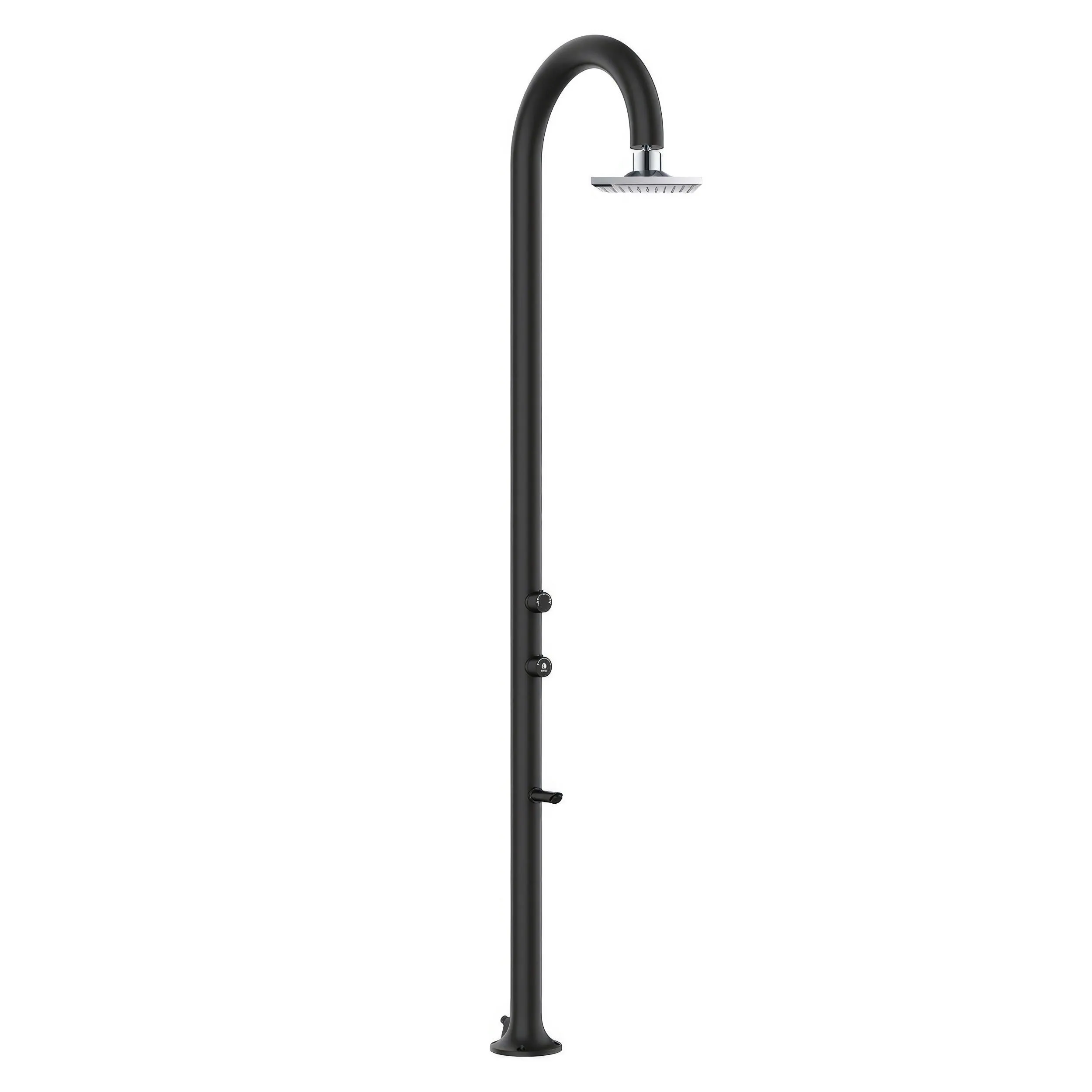 Doccia da Giardino esterno LUNA-ALU-NERA-LCD Doppio Attacco Dimensioni 26x37x h 2223,5 cm Con Soffione I-switch Quadrato Acqua Fredda E Calda colore grigio