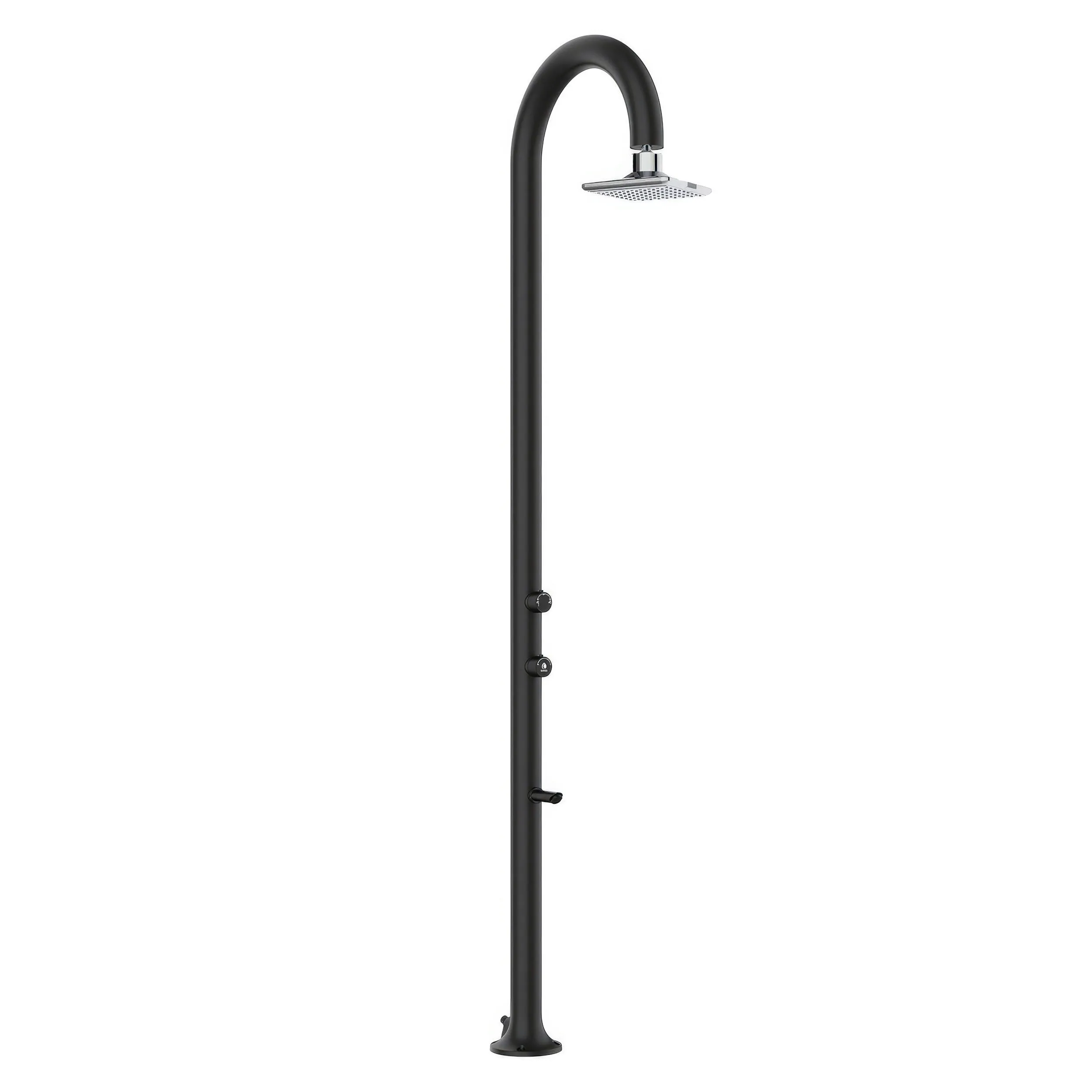 Doccia da Giardino esterno LUNA-ALU-NERA-LED Doppio Attacco Dimensioni 26x37x h 223.5 cm Con Soffione I-switch Quadrato Acqua Fredda E Calda colore nero