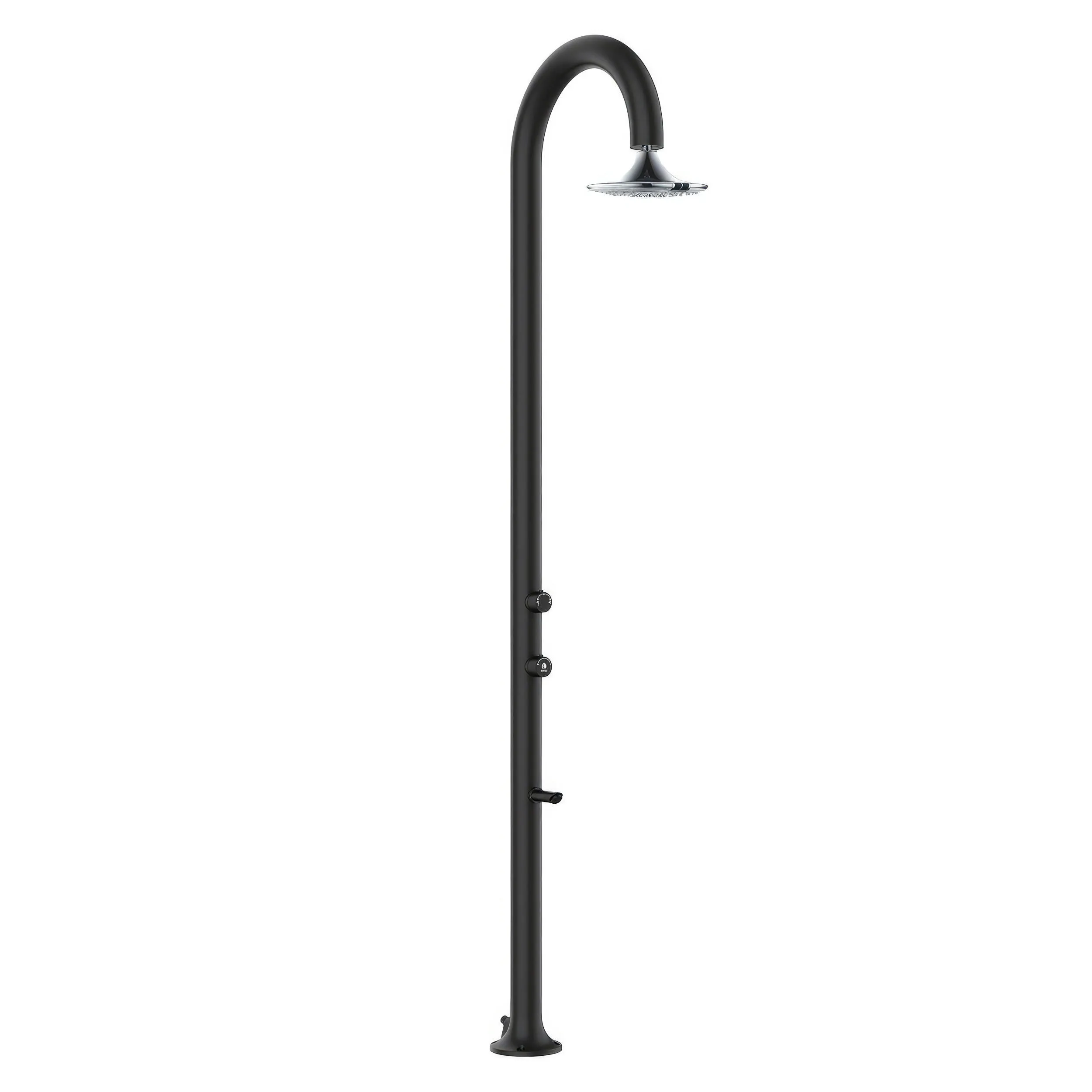 Doccia da Giardino esterno Temporizzata LUNA-ALU-D-GRIGIA-SENSOR Doppio Attacco Dimensioni 26x37x h 200,7 cm Con Soffione I-switch Sensor Rotondo Acqua Fredda E CALDA colore Nero