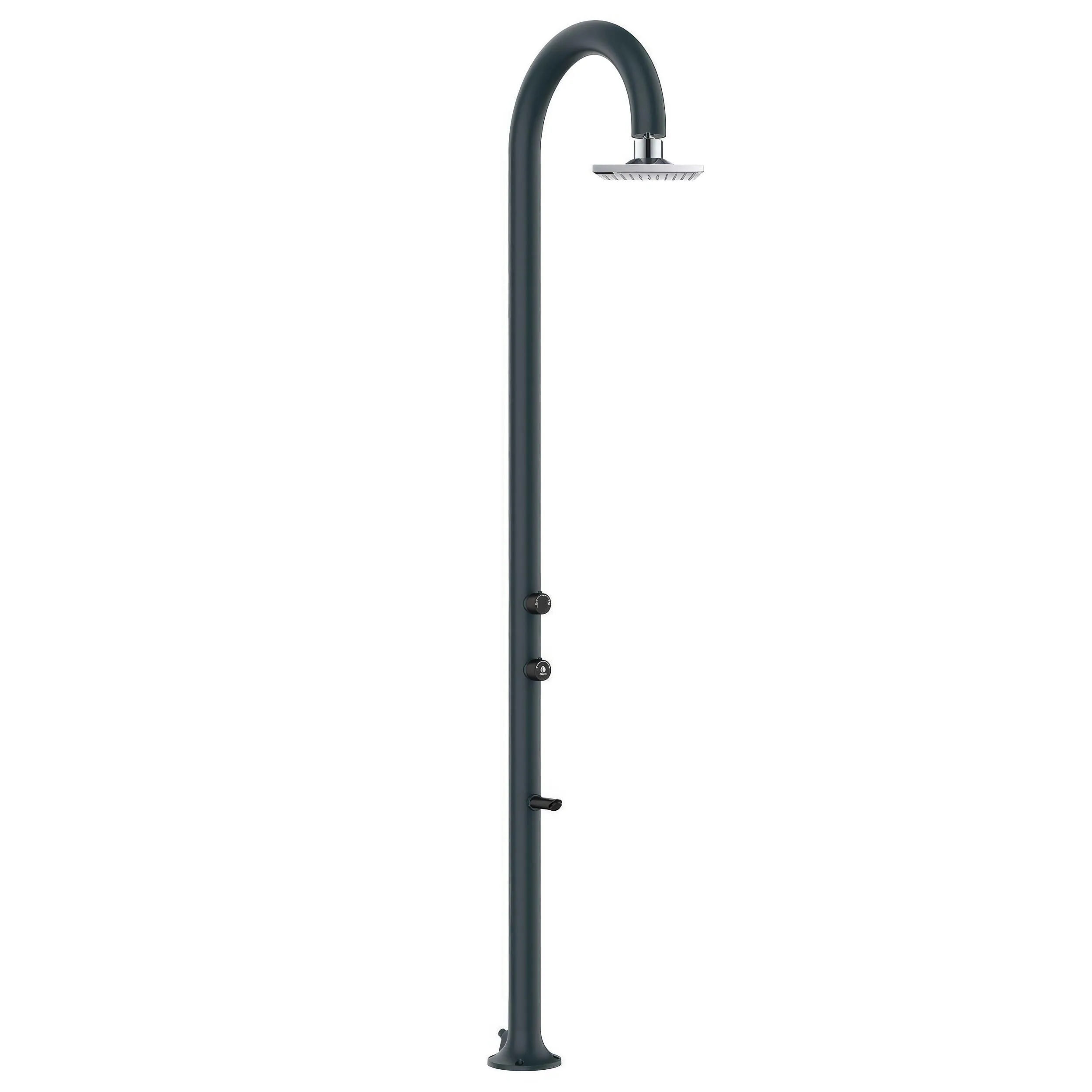 Doccia da Giardino esterno LUNA-ALU-GRIGIA-LCD Doppio Attacco Dimensioni 26x37x h 200,7 cm Con Soffione I-switch Quadrato Acqua Fredda E Calda colore grigio