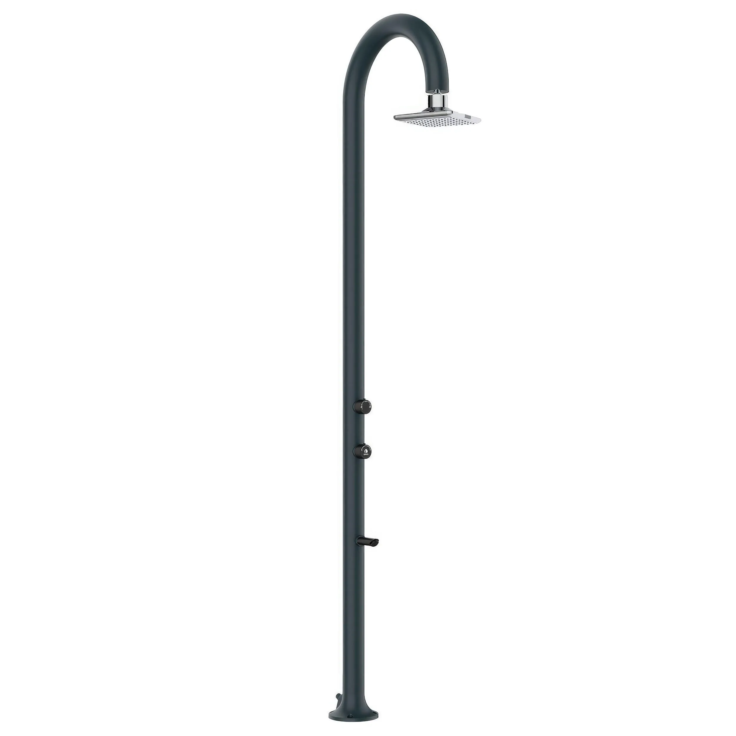 Doccia da Giardino esterno LUNA-ALU-GRIGIA-LED Doppio Attacco Dimensioni 26x37x h 200,7 cm Con Soffione I-switch Quadrato Acqua Fredda E Calda colore