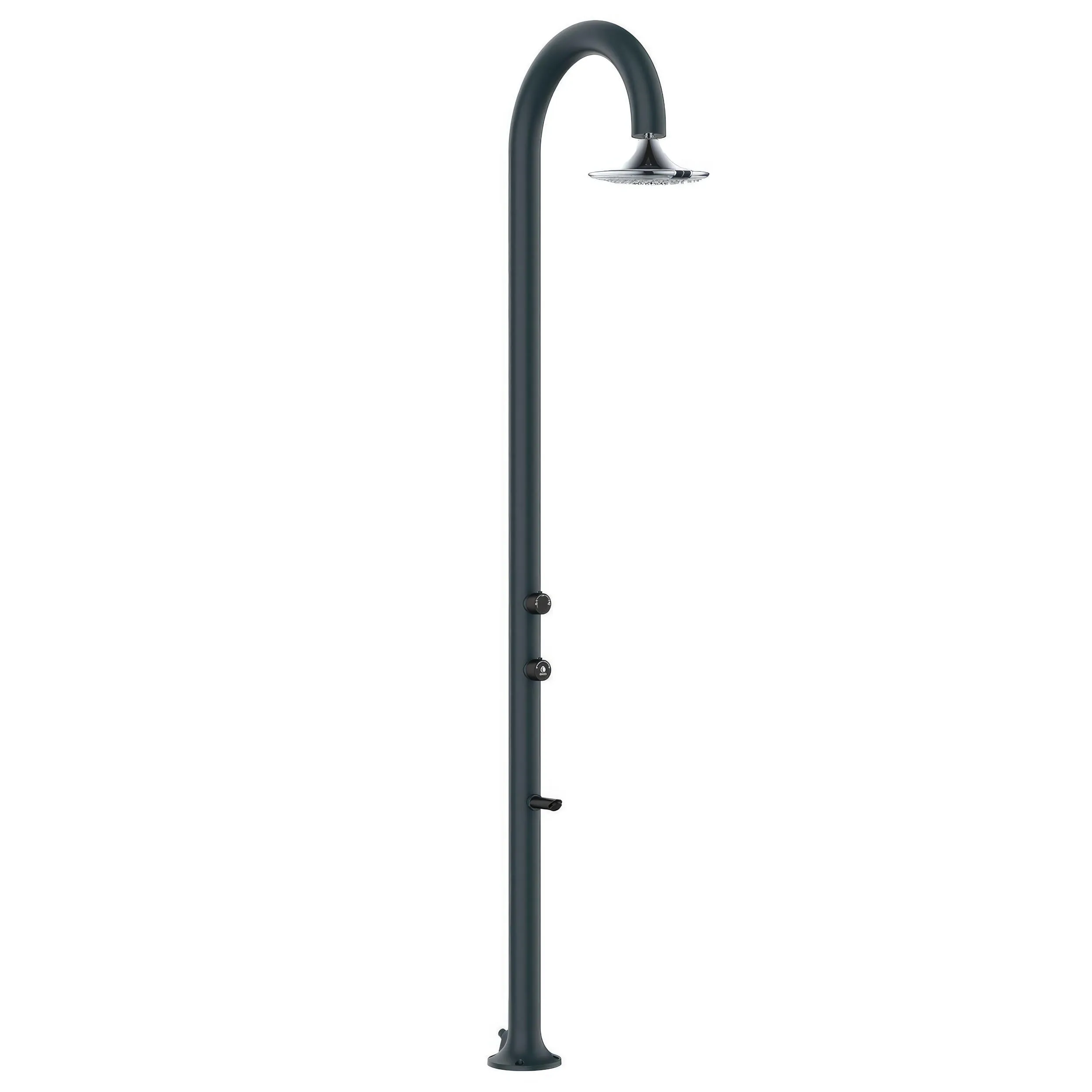 Doccia da Giardino esterno Temporizzata LUNA-ALU-D-GRIGIA-SENSOR Doppio Attacco Dimensioni 26x37x h 200,7 cm Con Soffione I-switch Sensor Rotondo Acqua Fredda E CALDA colore Grigio