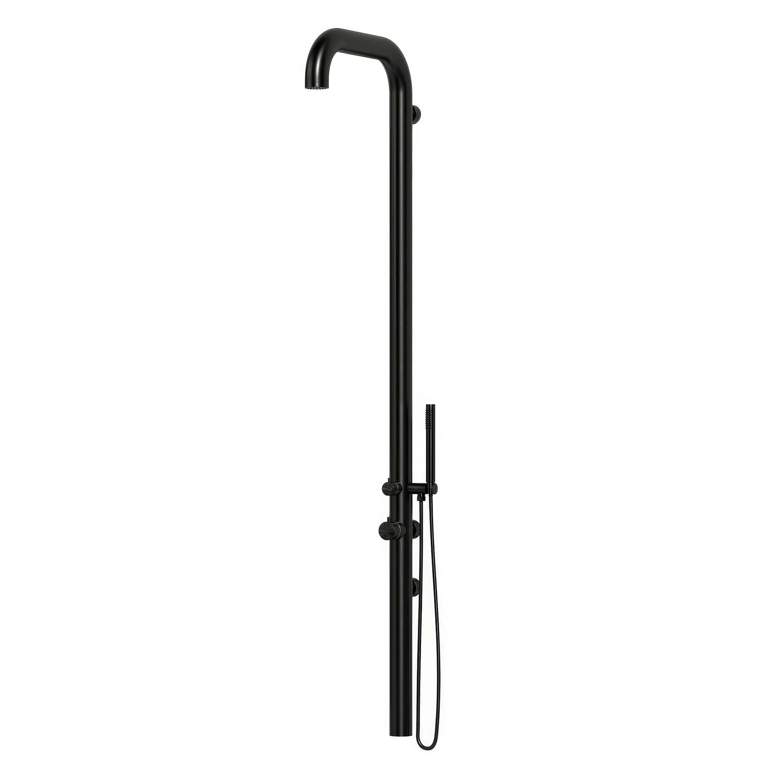 Doccia Esterna Per Parete, CHIA Per Esterno e Interno Realizzata In Acciaio Di Qualità Inox 316l Dimensioni 20x58x h 179 cm con Miscelatore e Doccetta da esterno In Acciaio Inox 316 l NERA