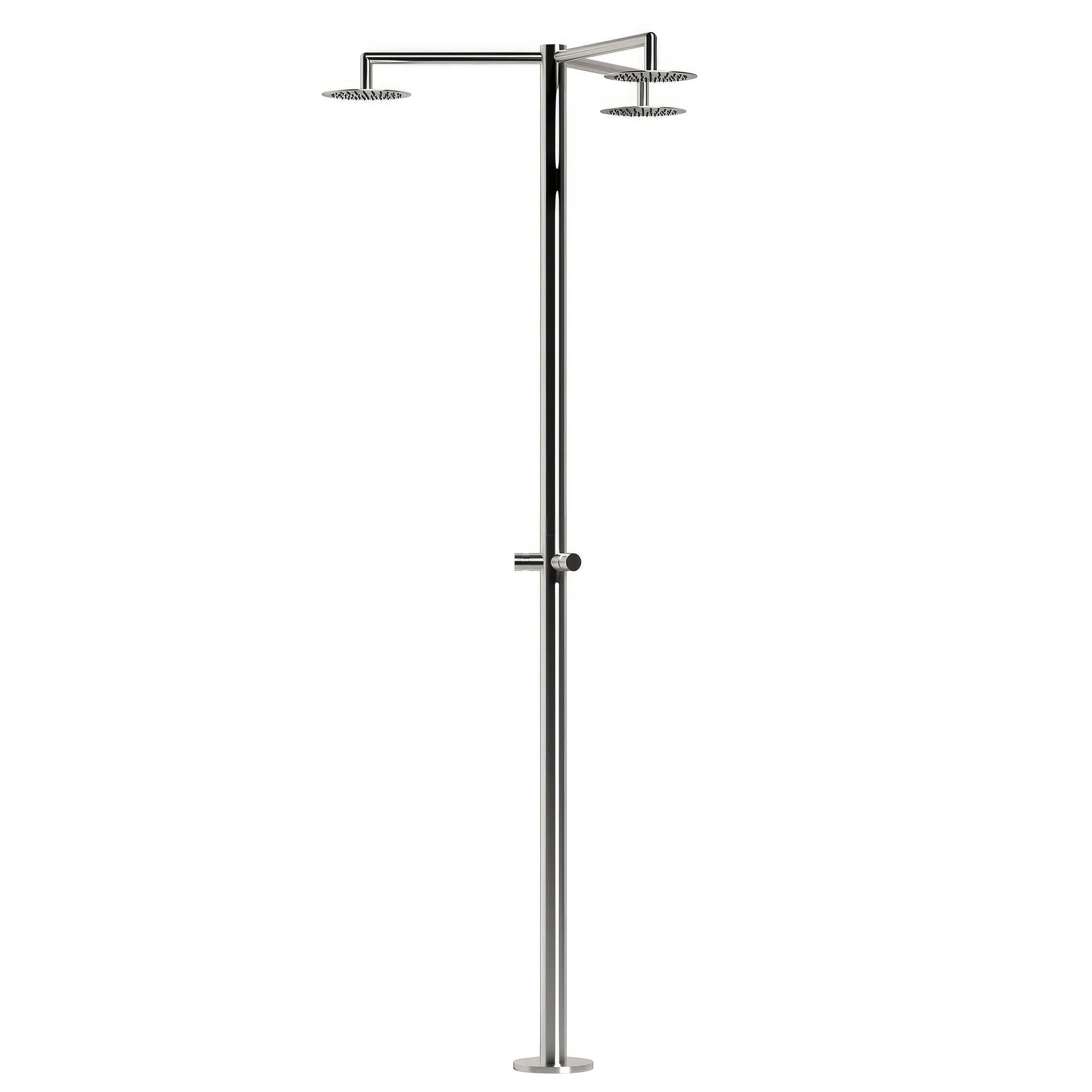 Doccia Esterna CERBERO Acqua Fredda Unisce Mito e Design: 3 Soffioni Per Uso Dimensioni 28x58x h 220 cm In Acciaio Inox 316l.